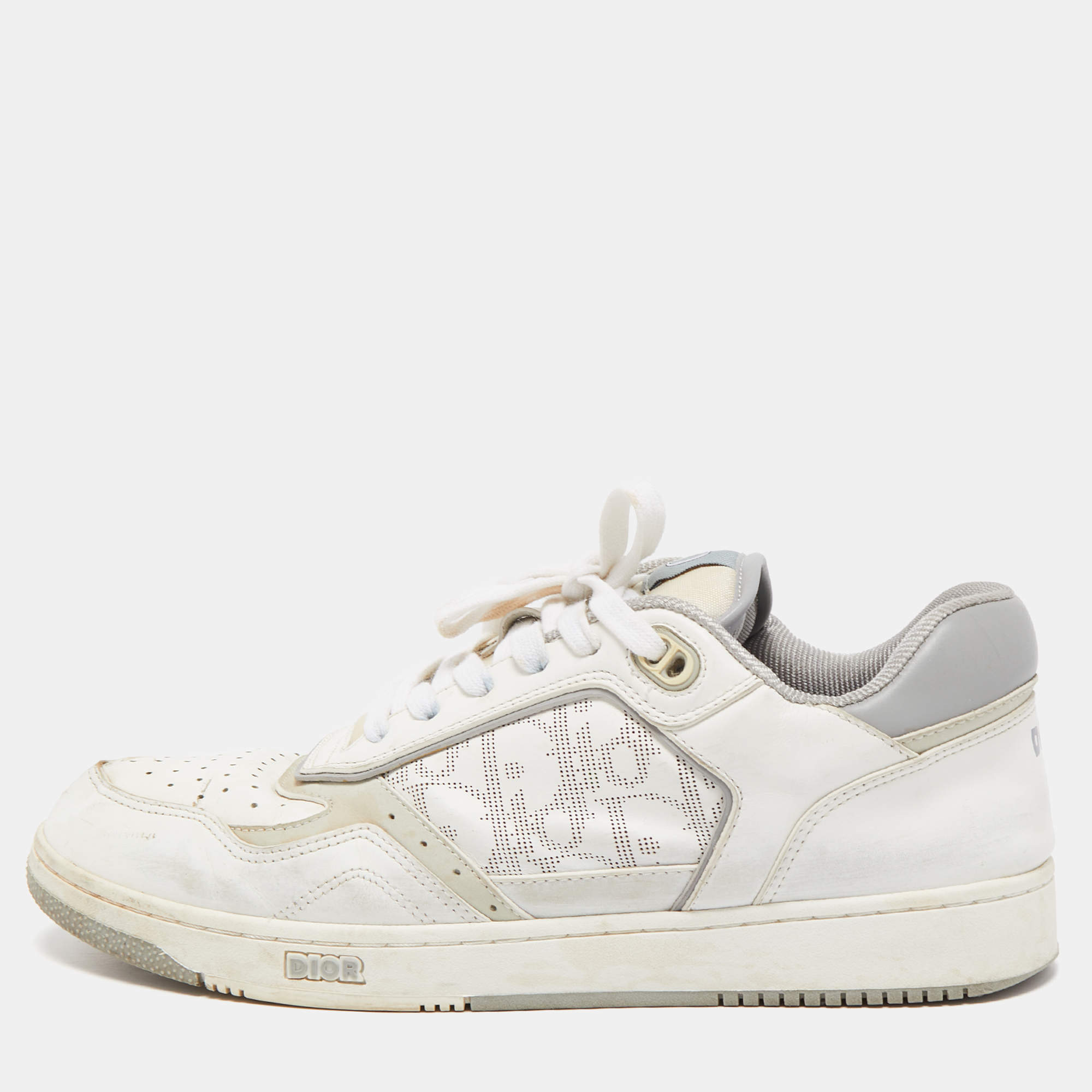Dior White/Grey Leather B27 Sneakers Size 42