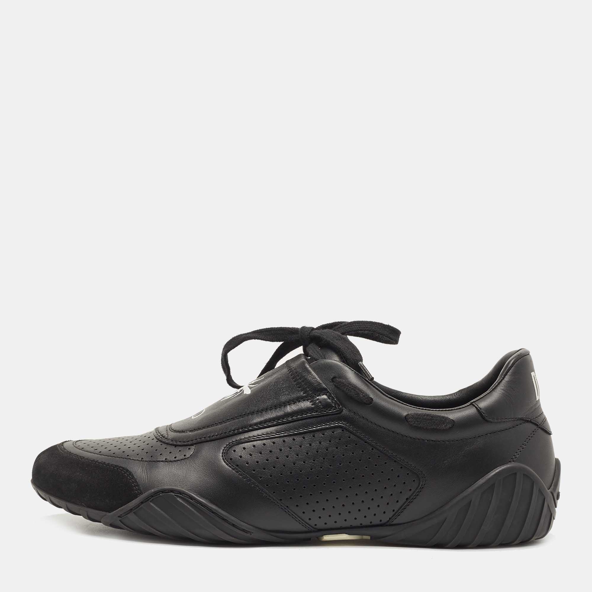 Dior Black Leather and Suede Low Top Sneakers Size 40