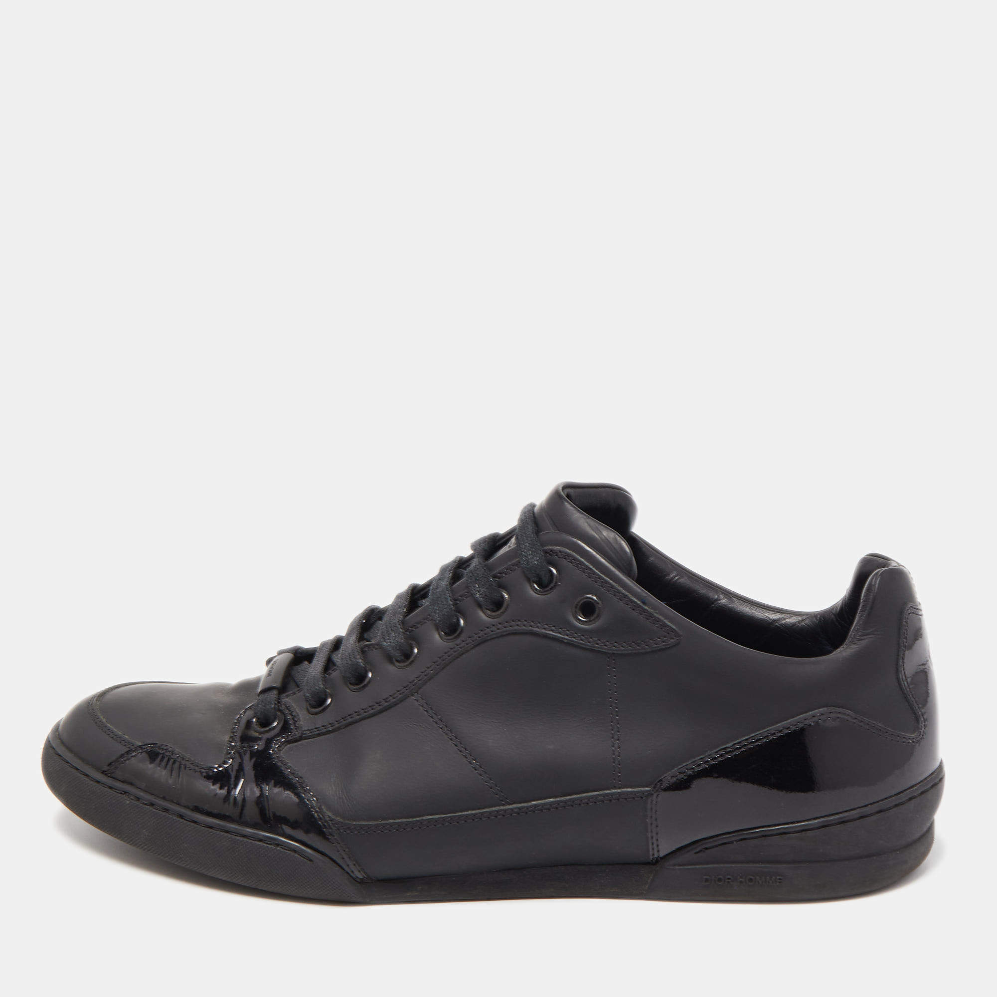 Dior Black Patent and Leather Low Top Sneakers Size 42.5