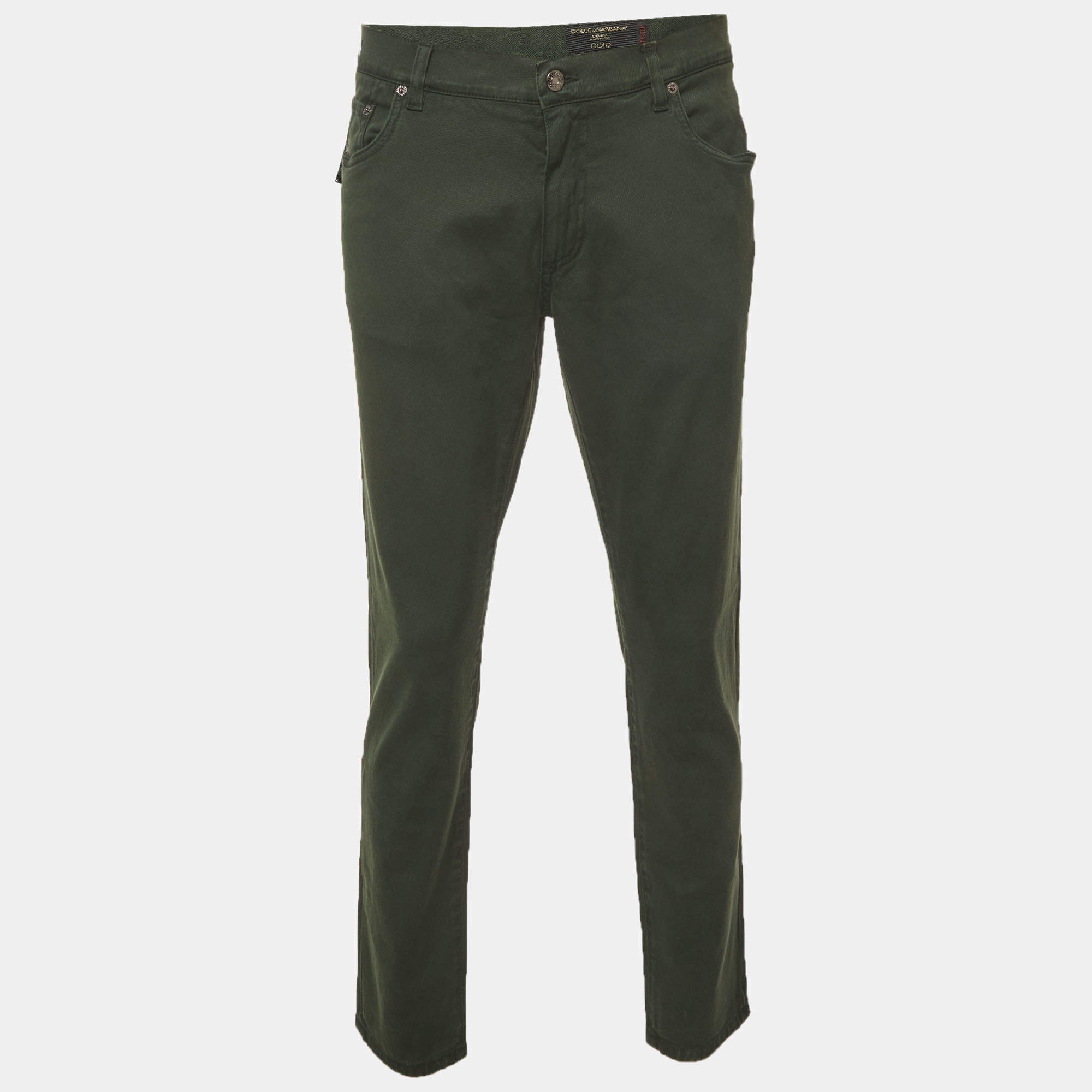 Pre Owned Dolce & Gabbana Green Denim Straight Fit Stretch Jeans XXXL/Waist 38"