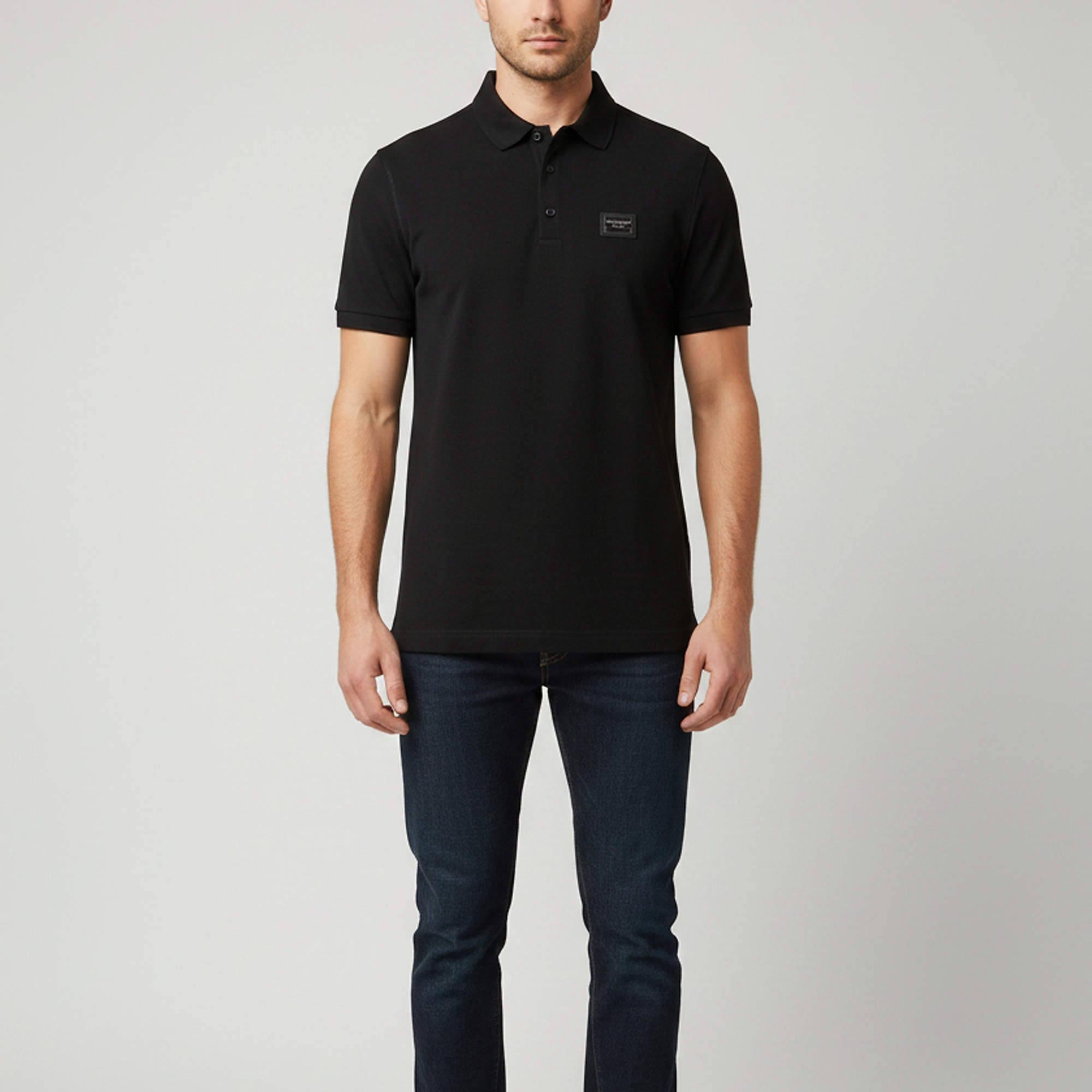 Pre Owned Dolce & Gabbana Black Logo Detail Cotton Pique Polo T-Shirt XXL