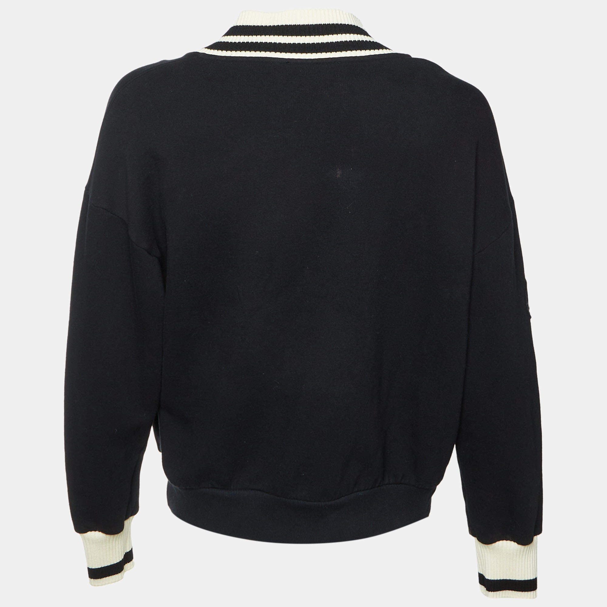 Dolce & Gabbana Black Cashmere Logo Embroidered V-Neck Sweater S