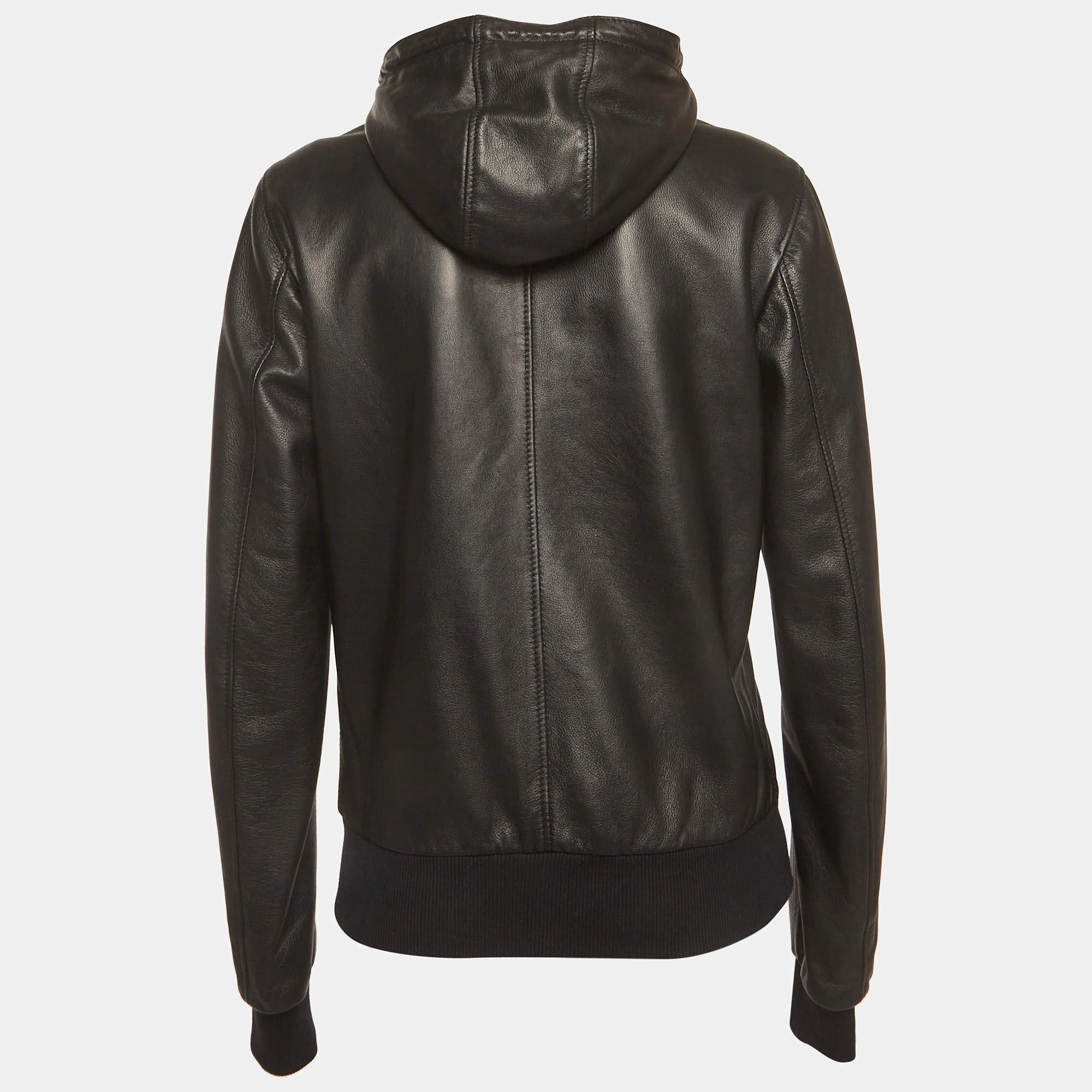 Dolce & Gabbana Black Cotton Knit Hooded Zip-Up Jacket M Dolce