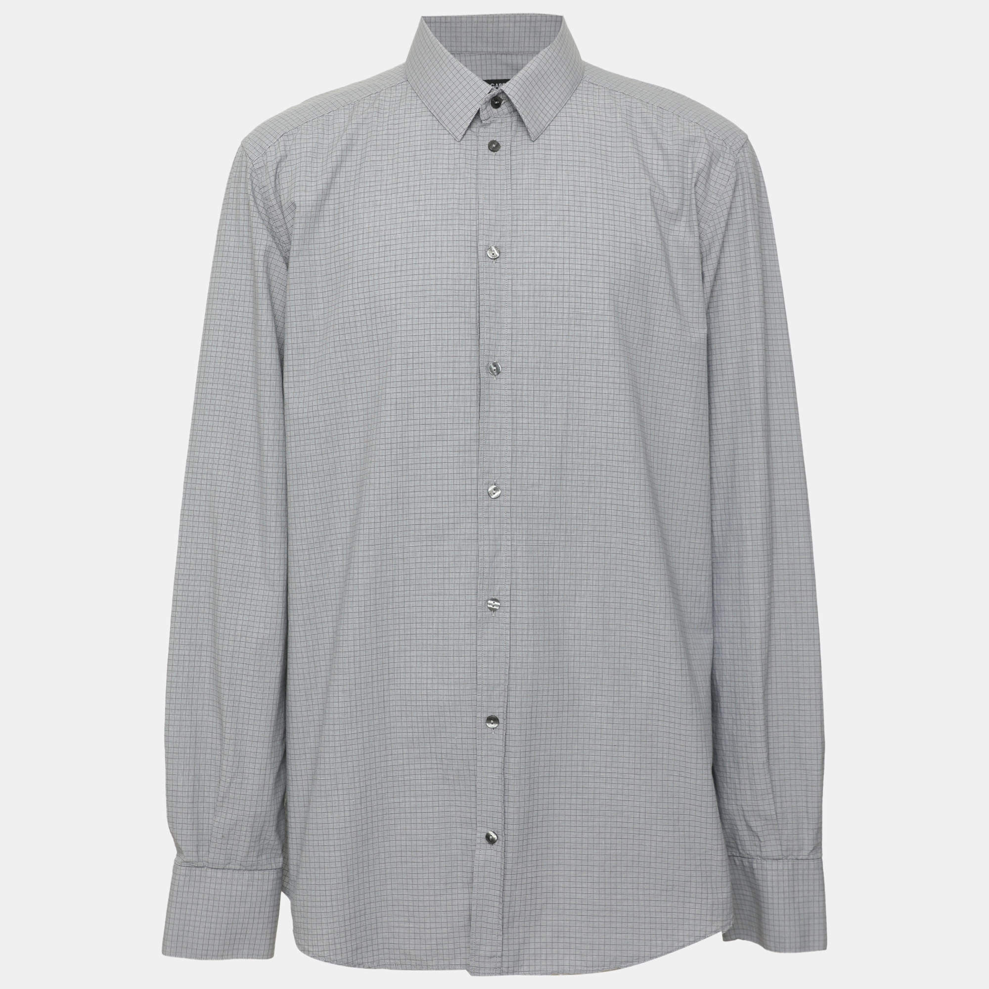 Pre Owned Dolce & Gabbana Grey Checkered Cotton Long Sleeve Shirt XL