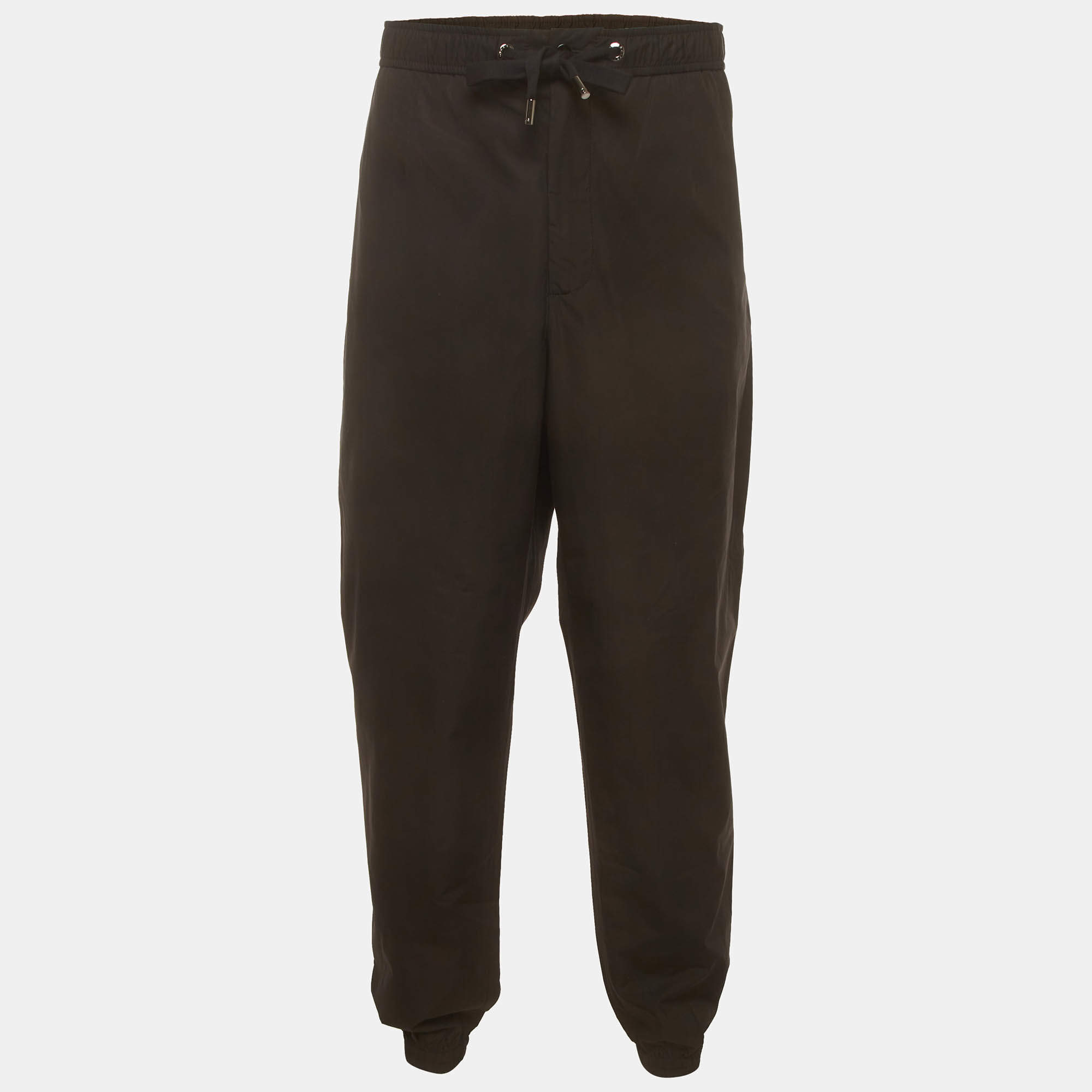 Pre Owned Dolce & Gabbana Black Cotton Drawstring Joggers 4XL 