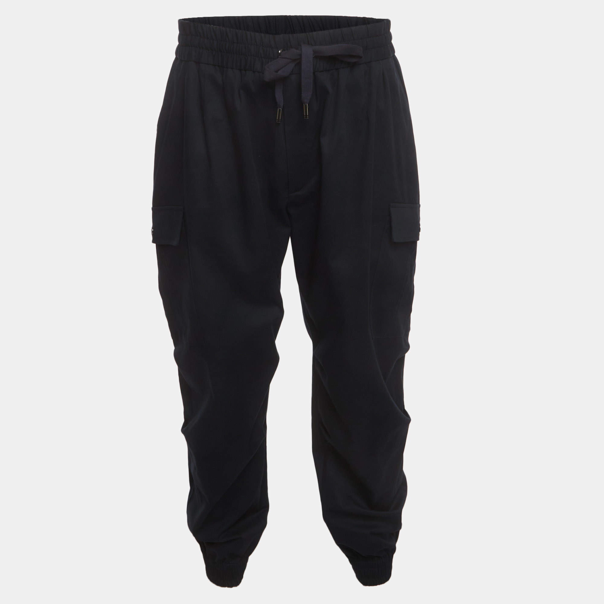 Pre Owned Dolce & Gabbana Blue Cotton Cropped Cargo Pants XXXL