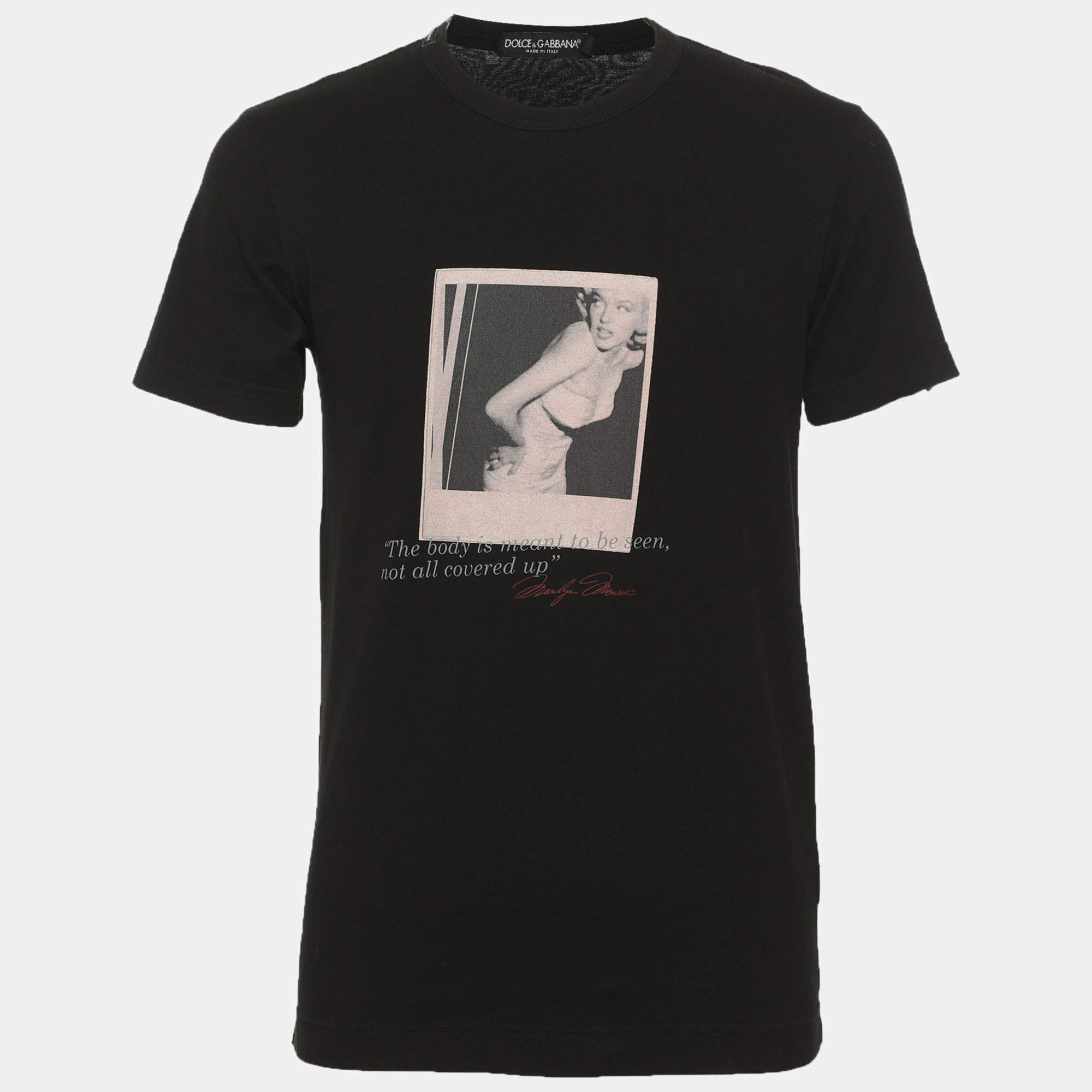 Pre Owned Dolce & Gabbana Black Cotton Marilyn Monroe Graphic Quote T-Shirt M
