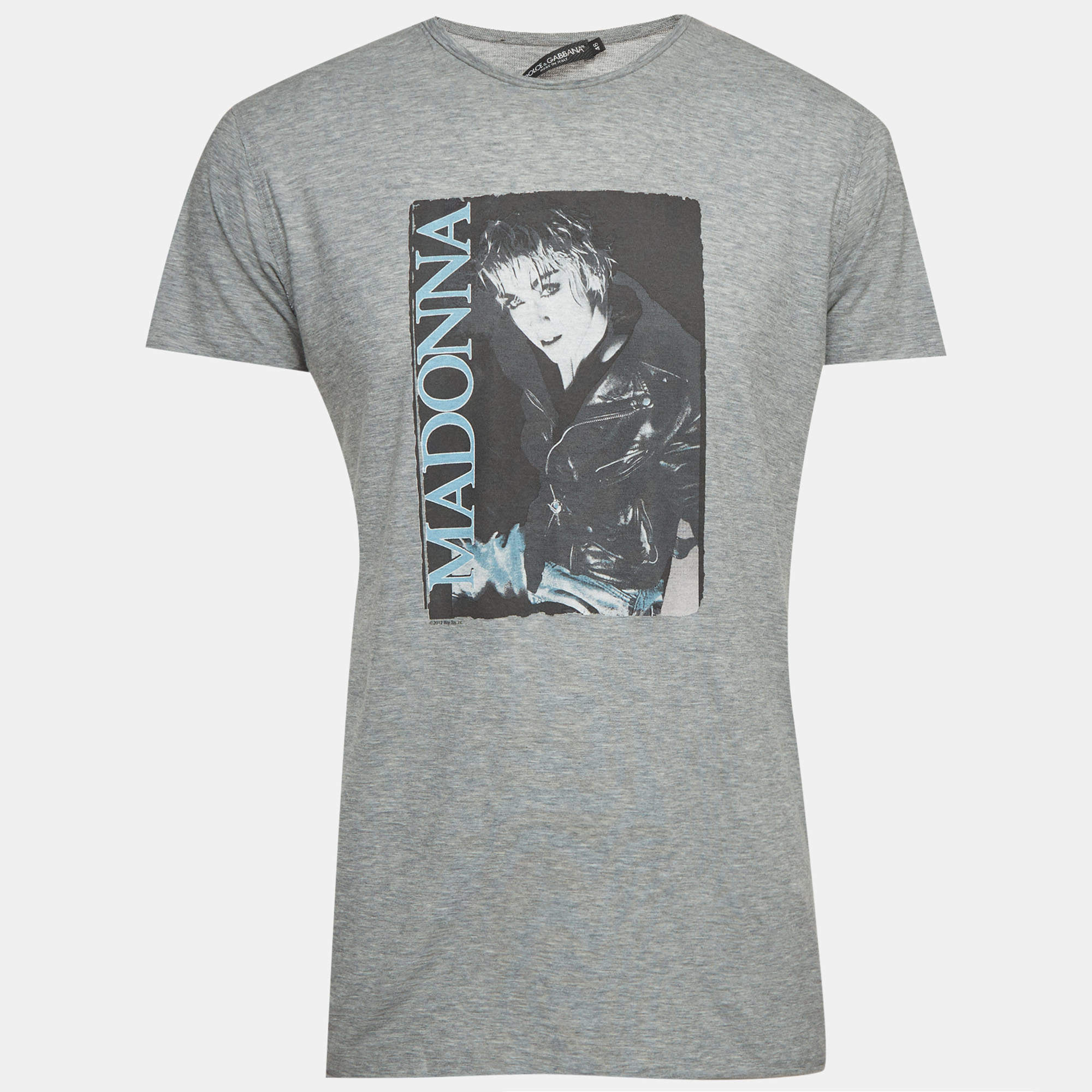 Pre Owned Dolce & Gabbana Grey Madonna Graphic Jersey T-Shirt M