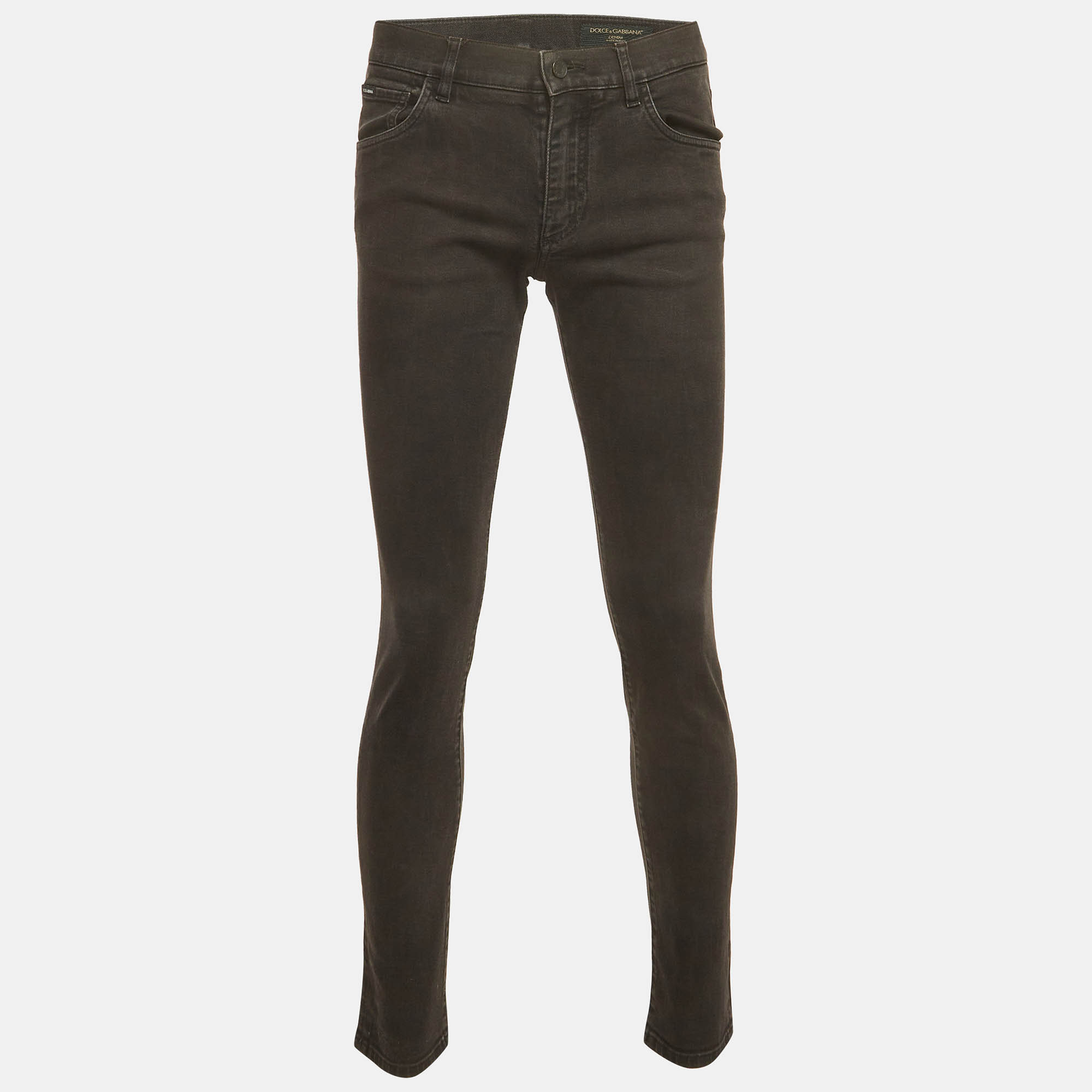 Pre Owned Dolce & Gabbana Black Denim Faded Slim Fit Jeans M/Waist 32"