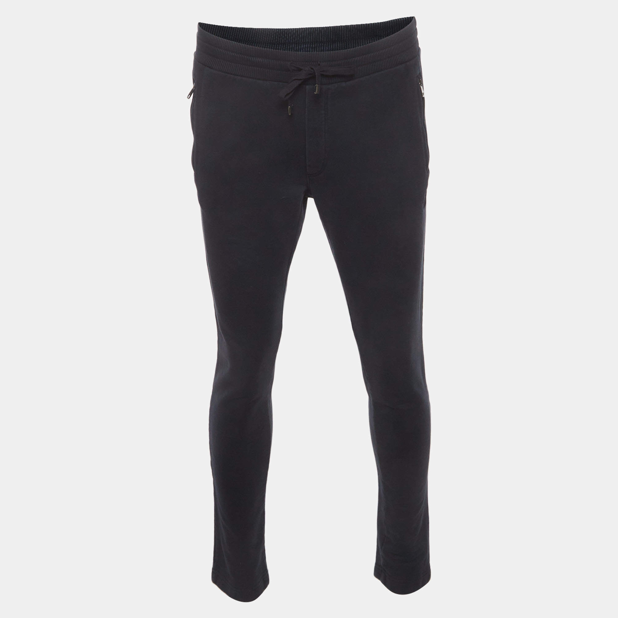 Pre Owned Dolce & Gabbana Navy Blue Jersey Drawstring Joggers S