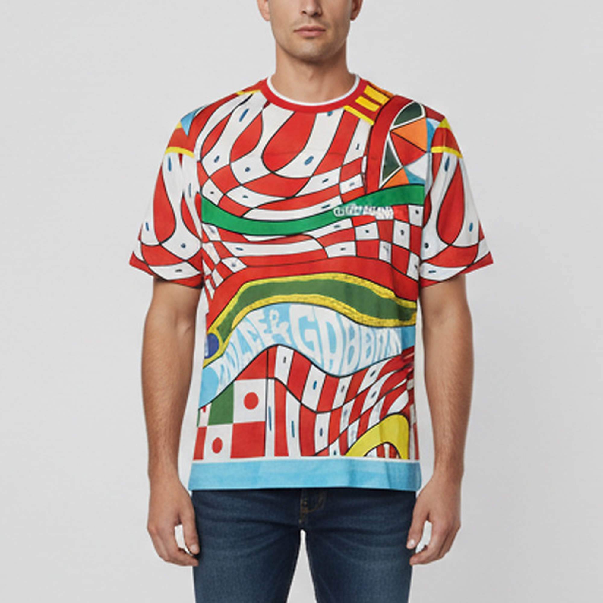 Pre Owned Dolce & Gabbana Multicolour Graphic Print Jersey Crewneck T-Shirt XL