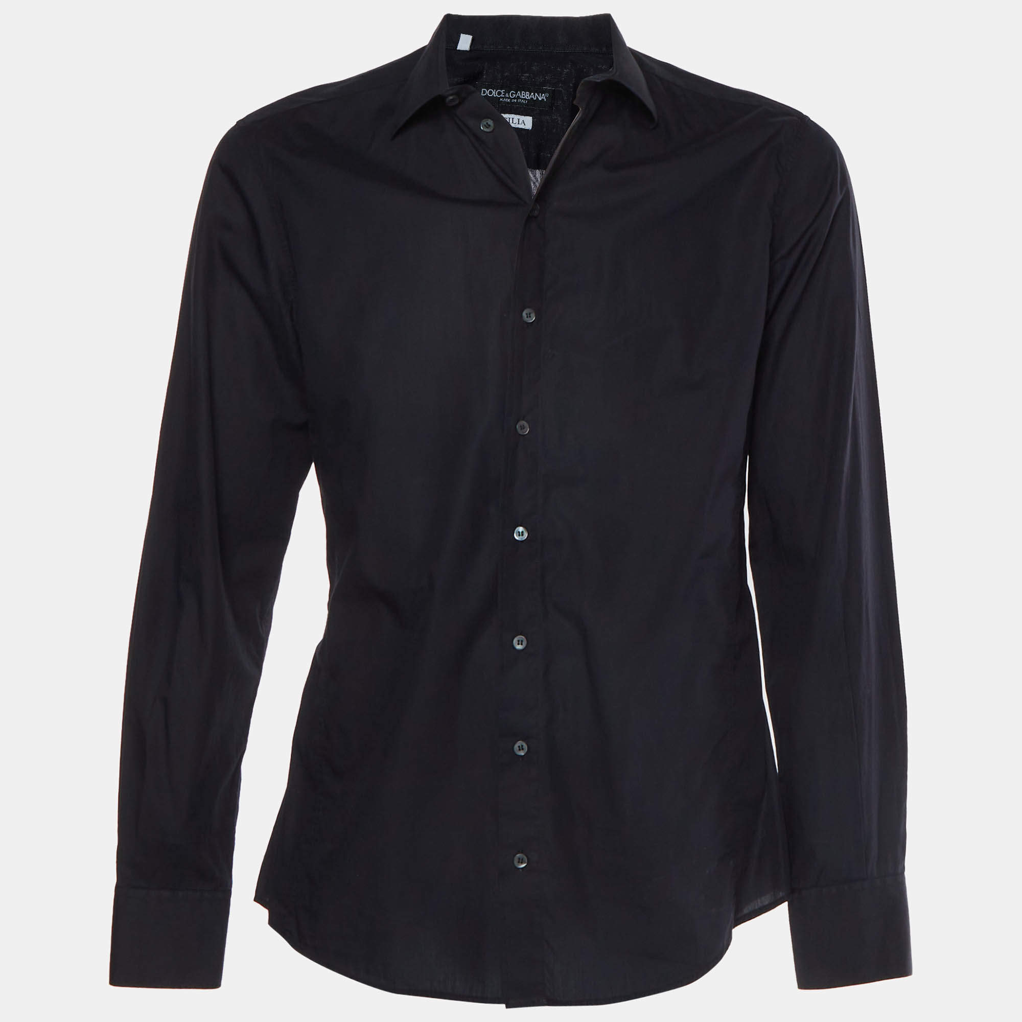 Pre Owned Dolce & Gabbana Sicilia Black Cotton Button Up Shirt XL