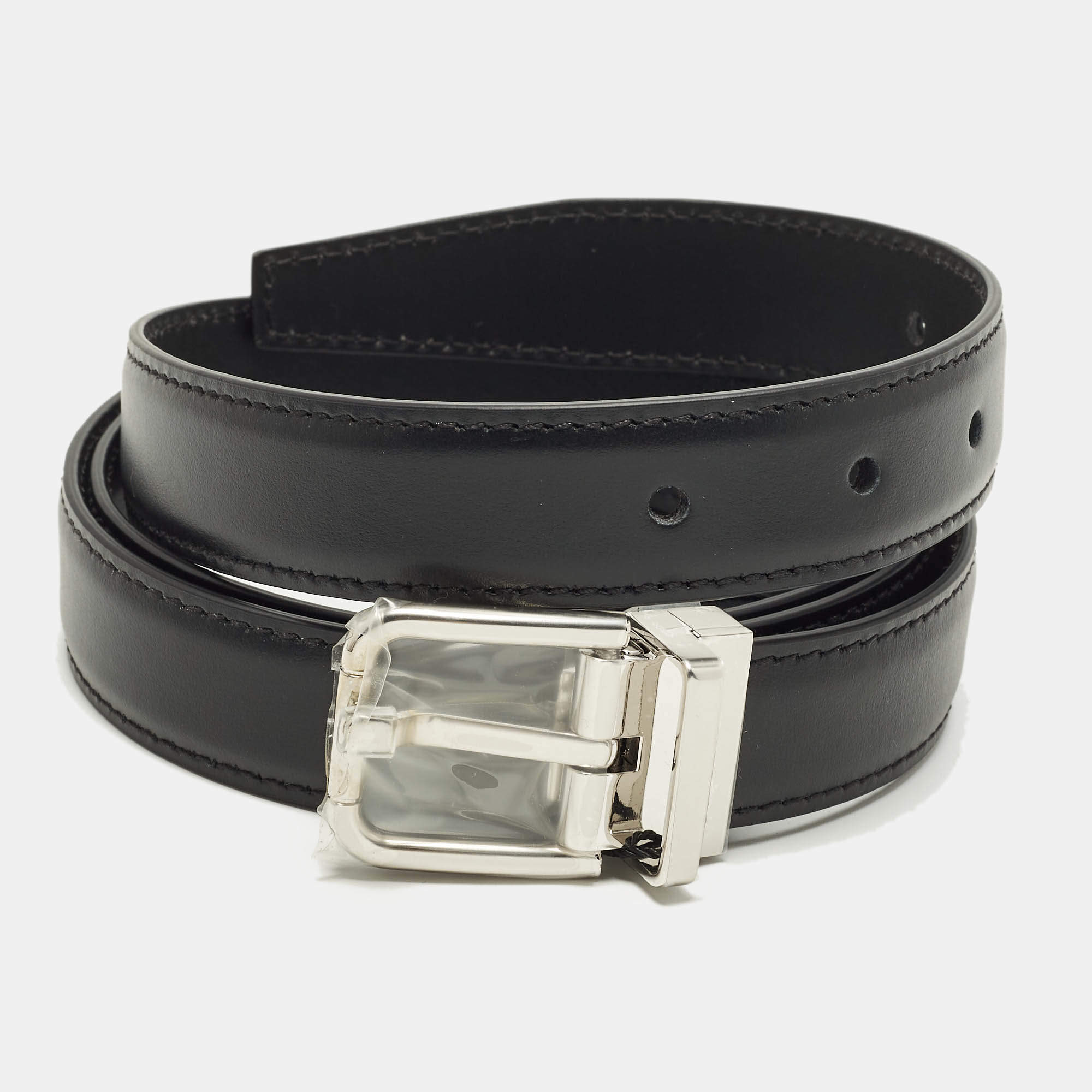 Pre Owned Dolce & Gabbana Cut to Size Buckle Belt Black Leather