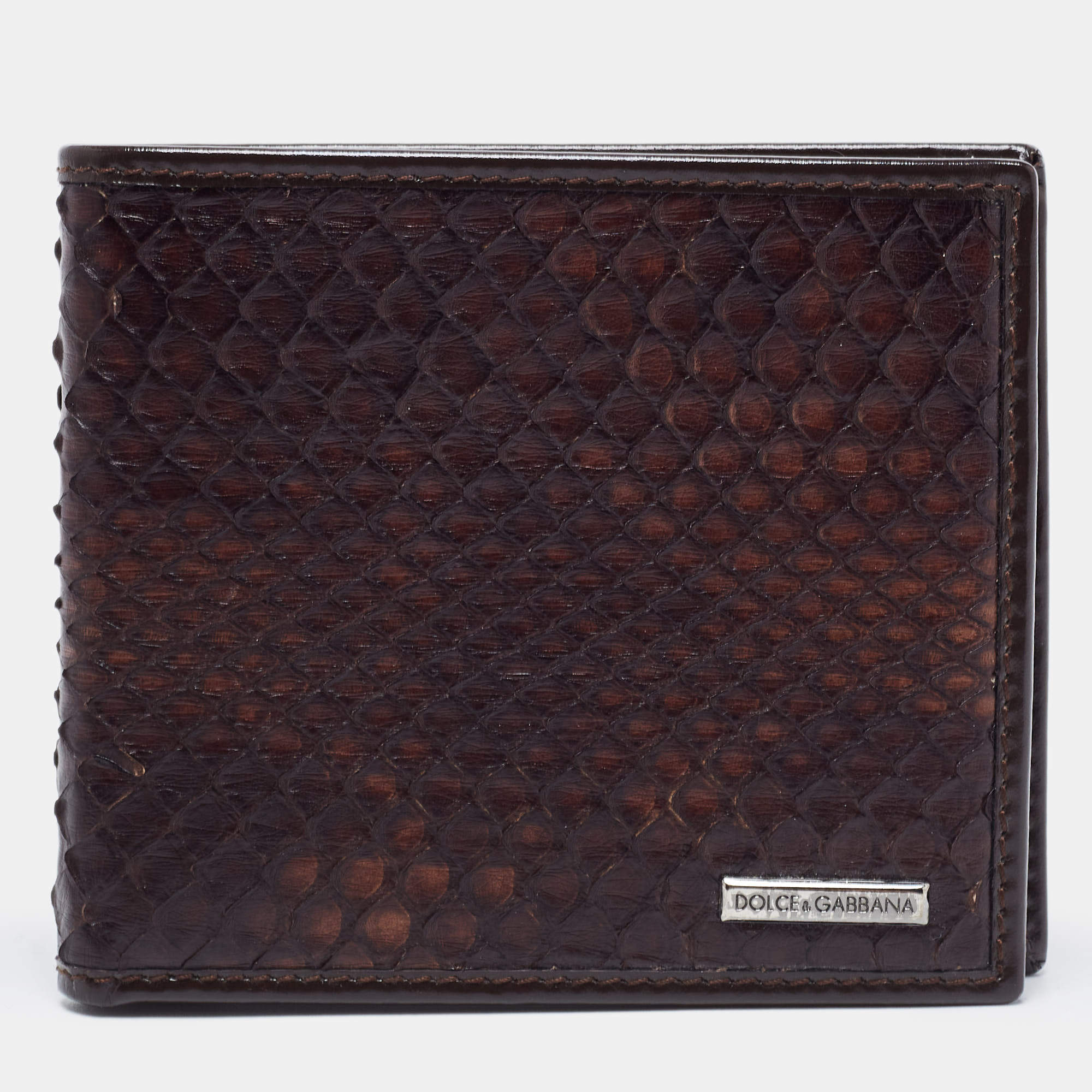 Dolce & Gabbana Dark Brown Snakeskin Bifold Wallet
