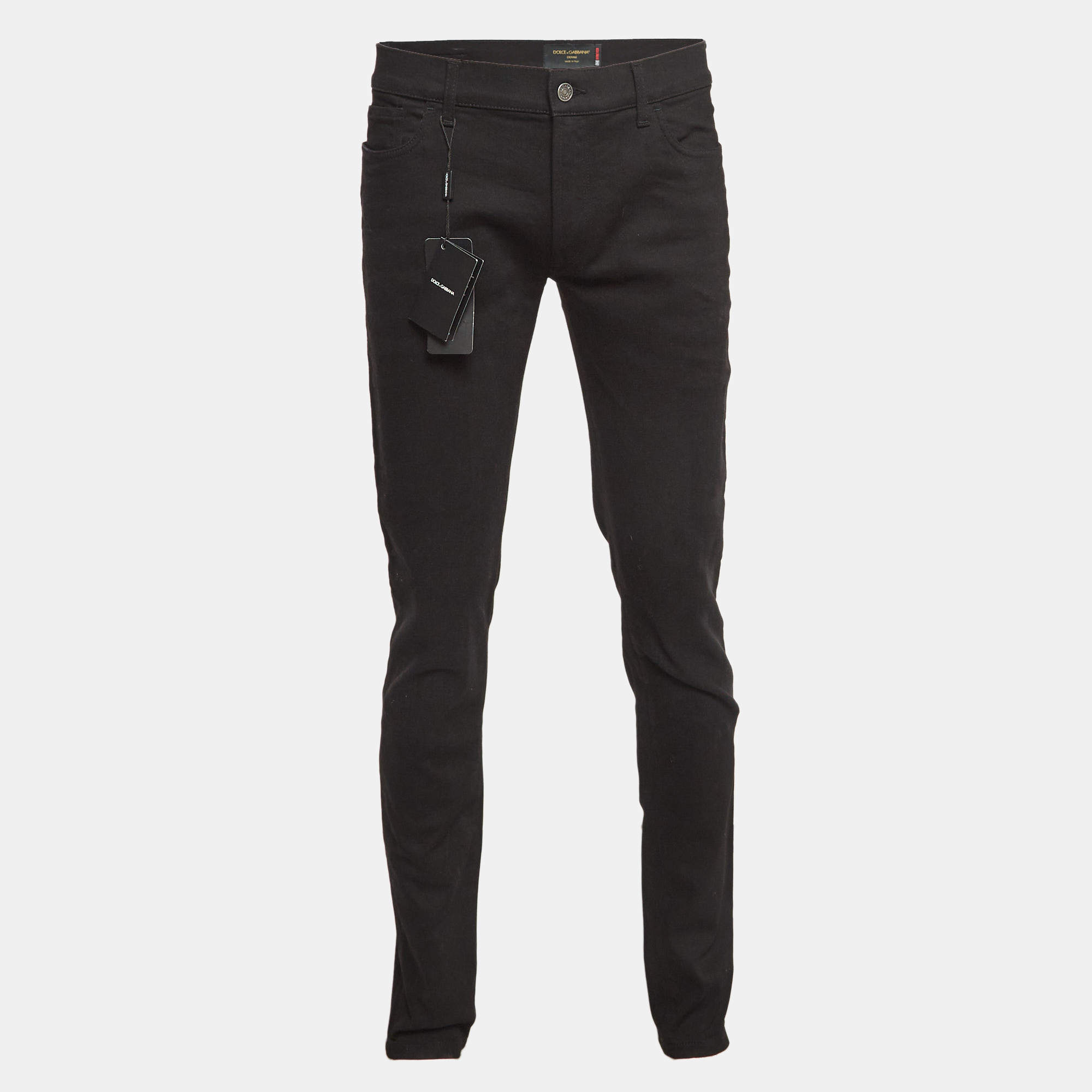 Pre Owned Dolce & Gabbana Black Denim Stretch Jeans XL Waist 36"