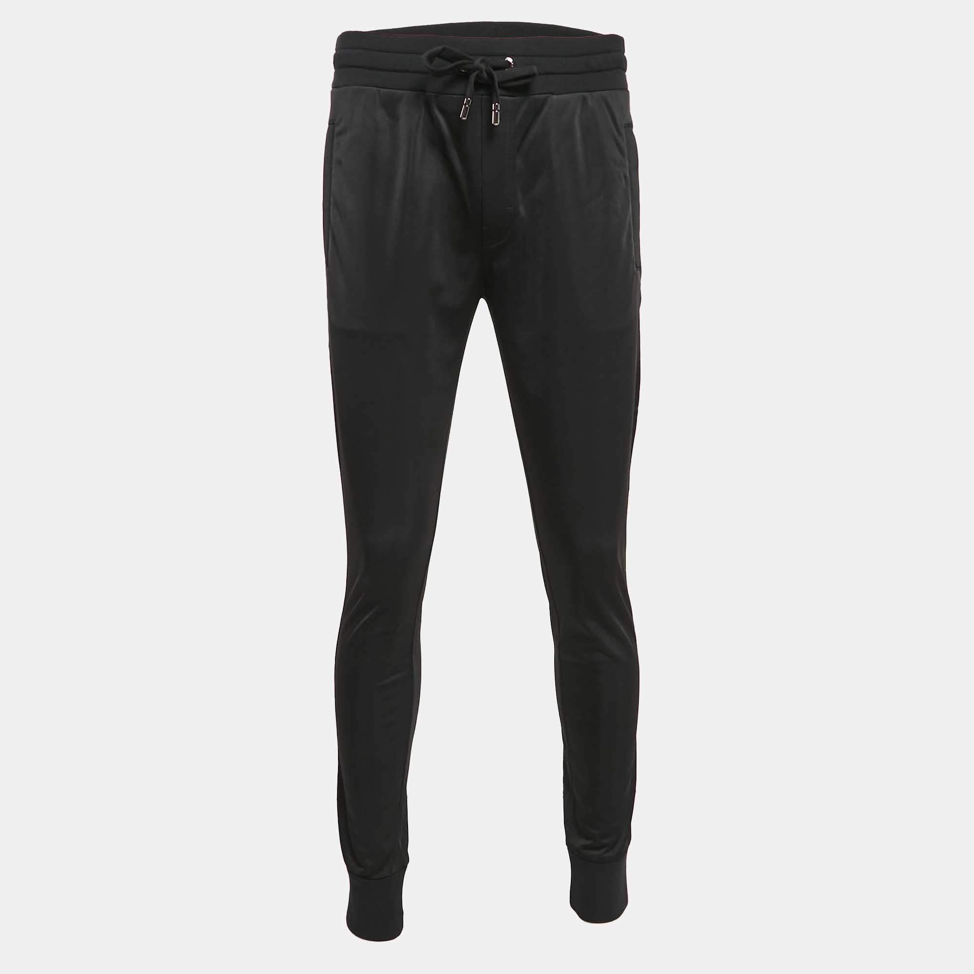 Pre Owned Dolce & Gabbana Black Jersey Jogger Pants M