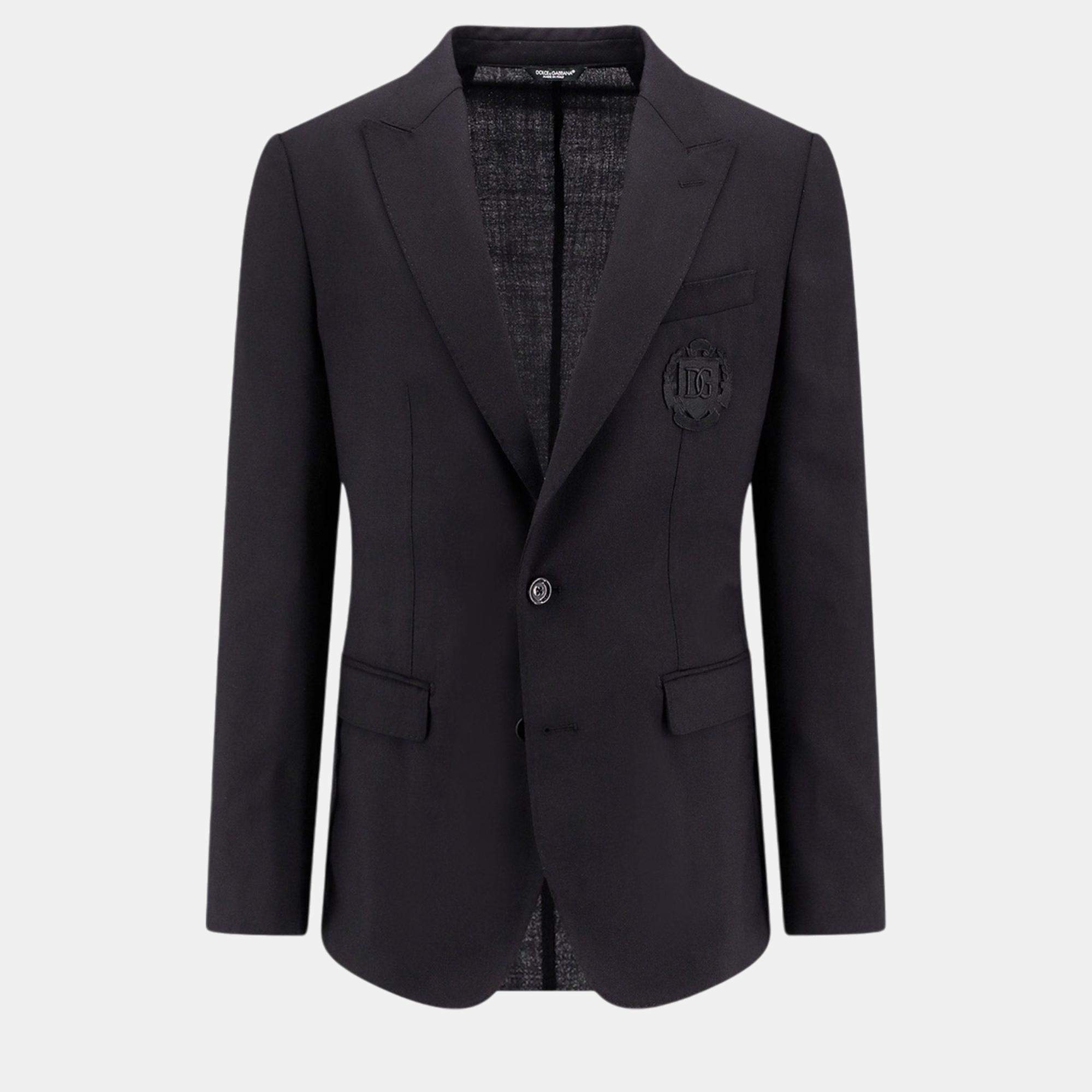 Dolce & Gabbana Black Taormina Wool Blazer IT 52