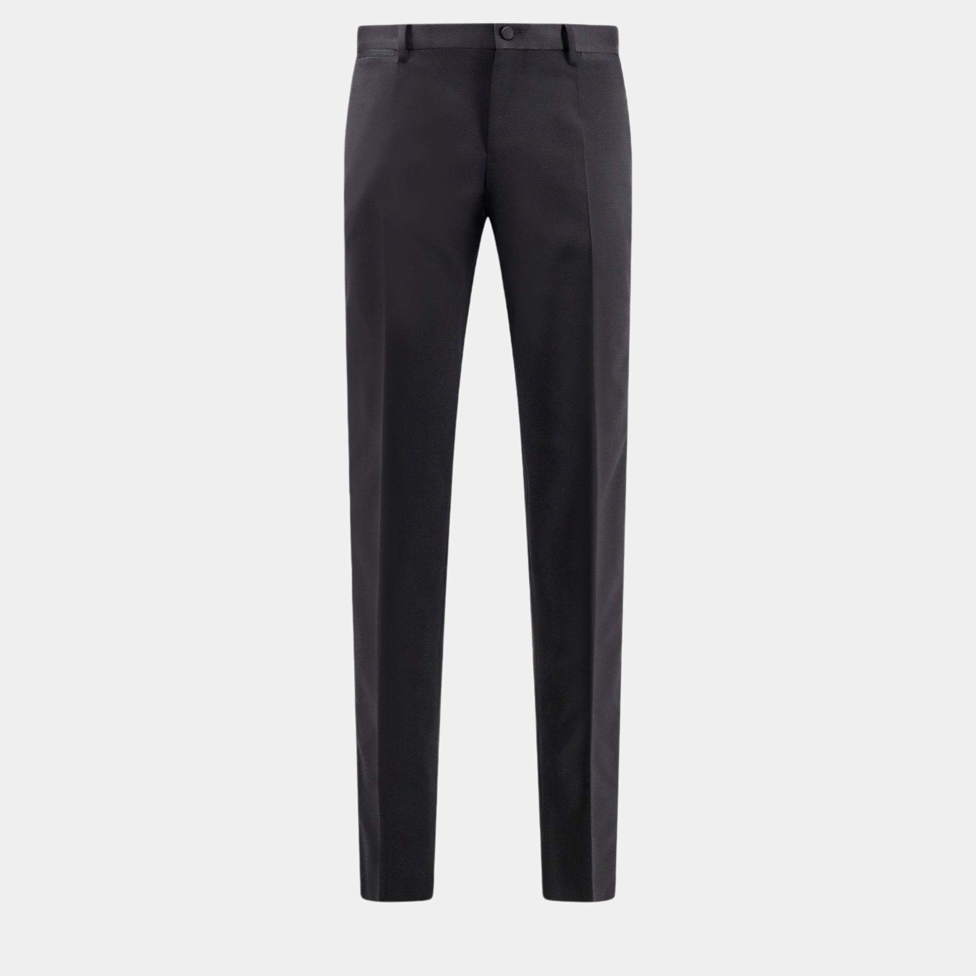 Dolce & Gabbana Black Virgin Wool And Silk Trouser Pants IT 52