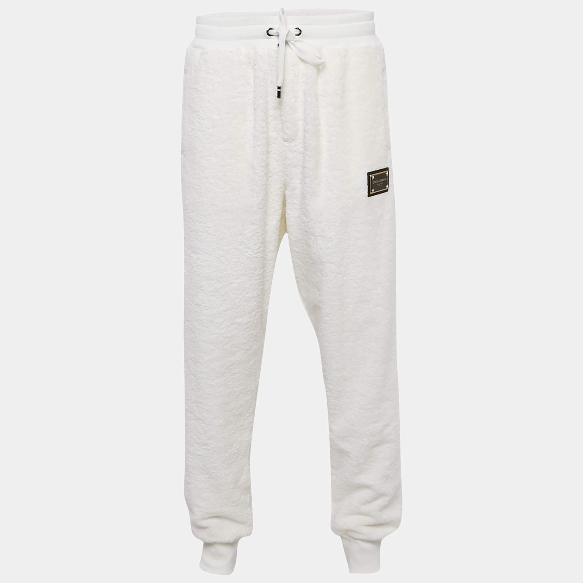 Dolce & Gabbana White Cotton Terry Sweatpants S