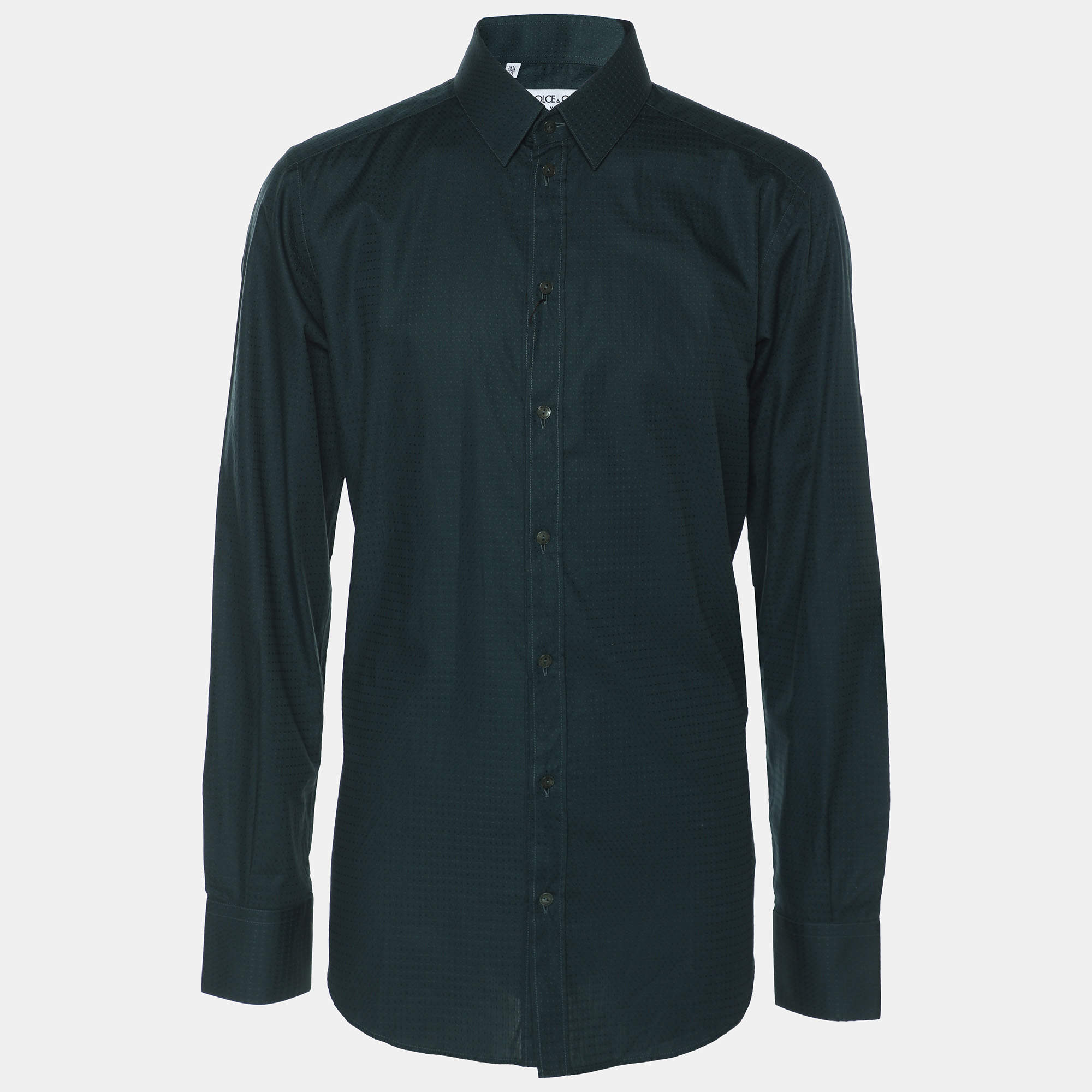 Dolce & Gabbana Green Textured Cotton Button Fornt Shirt L