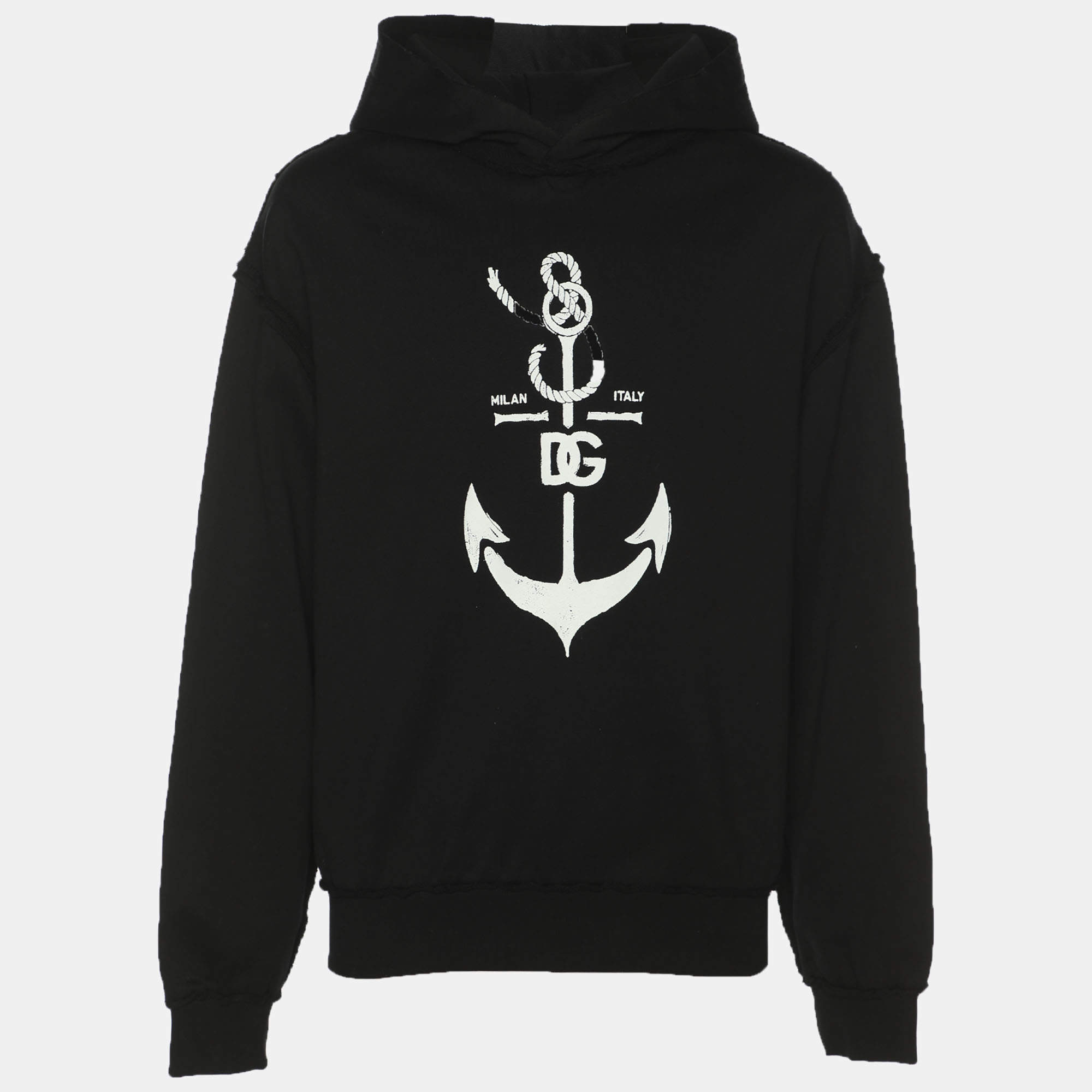 Pre Owned Dolce & Gabbana Black Knit Marina Print Hoodie S