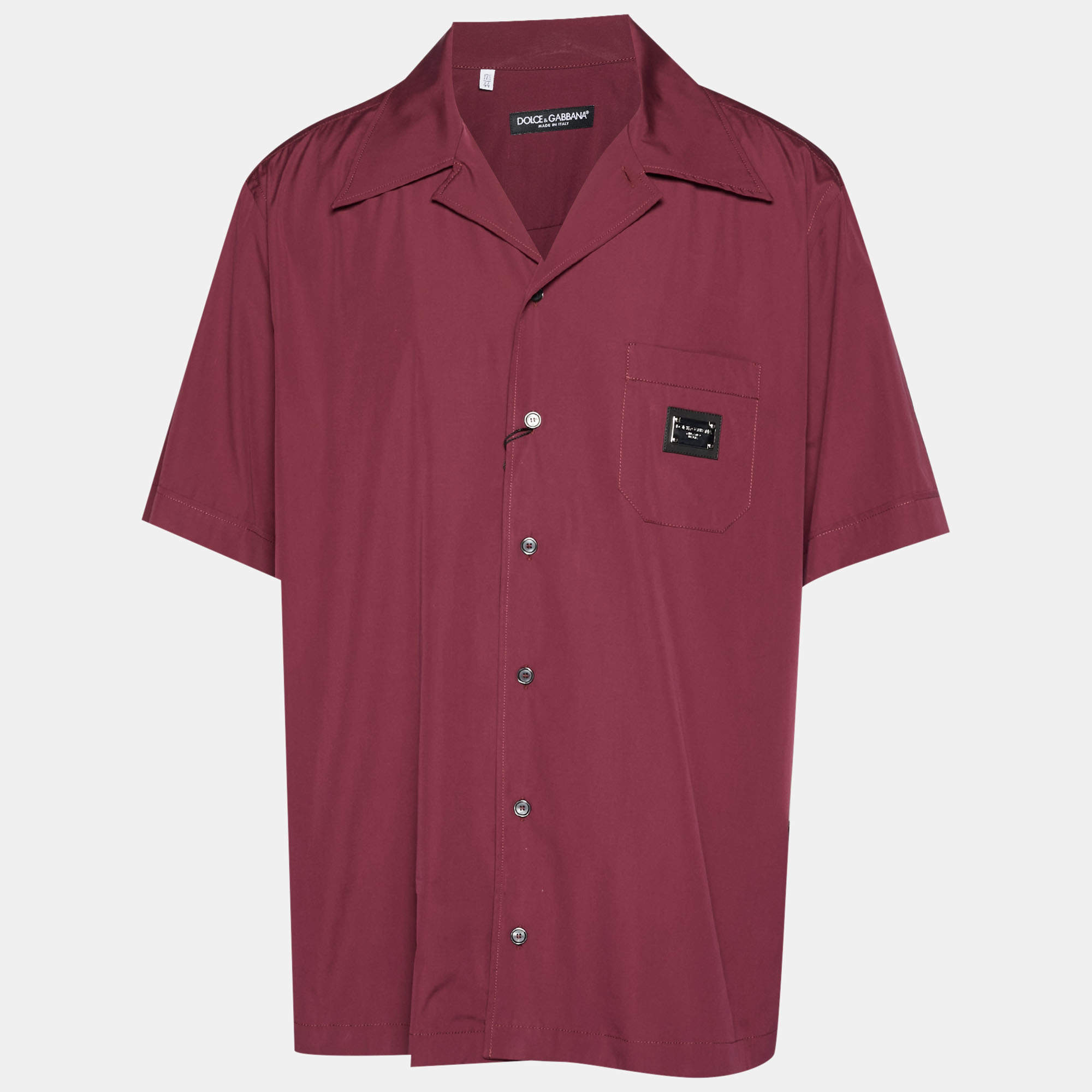 Pre Owned Dolce & Gabbana Burgundy Cotton Bowling Shirt 3XL