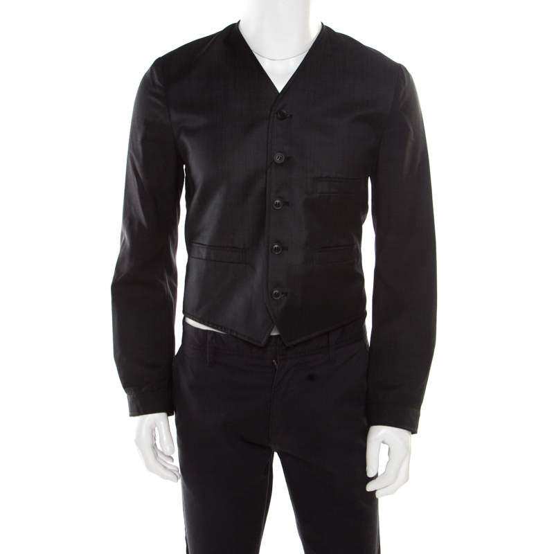 Dolce & Gabbana Charcoal Grey Wool Waistcoat Style Blazer S