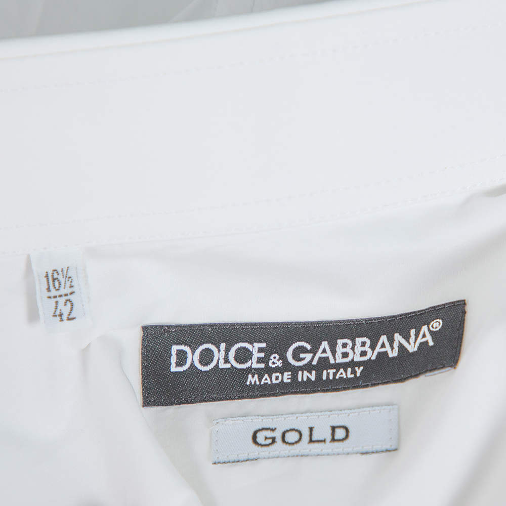Dolce & Gabbana Gold White Cotton Long Sleeve Button Front Shirt XL Dolce &  Gabbana | TLC