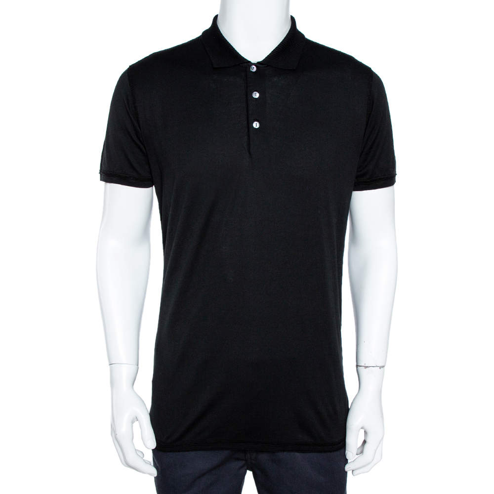Pre Owned Dolce & Gabbana Black Cotton Polo T-Shirt M
