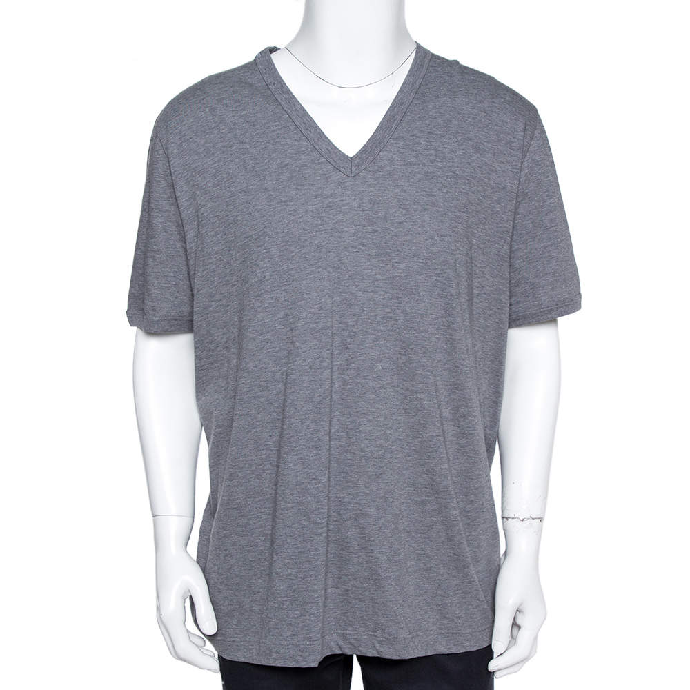Pre Owned تي شيرت دولتشي أند غابانا رقبة حرف تي قطن ميلاغن رمادي كبير جدا جدا جدا جدا جدا