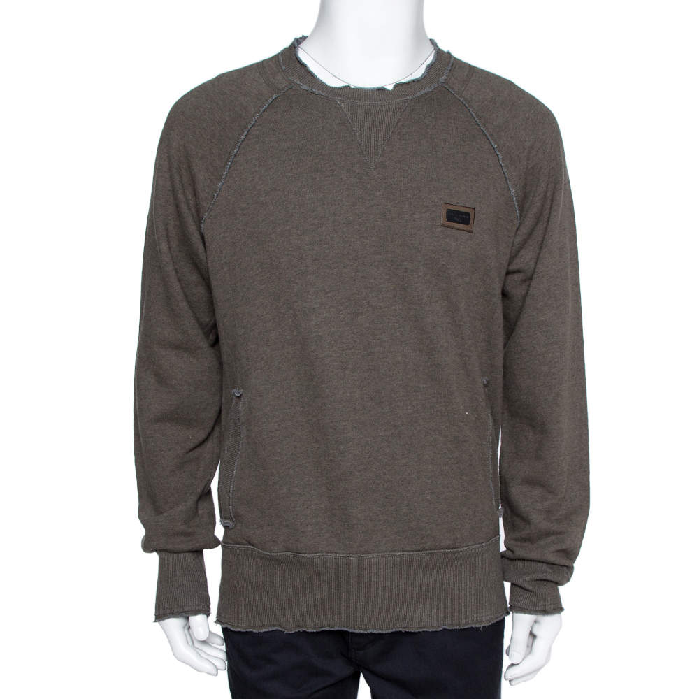 مملوكة مسبقًا سويتشيرت دولتشي أند غابانا تريكو قطن رمادي كبير