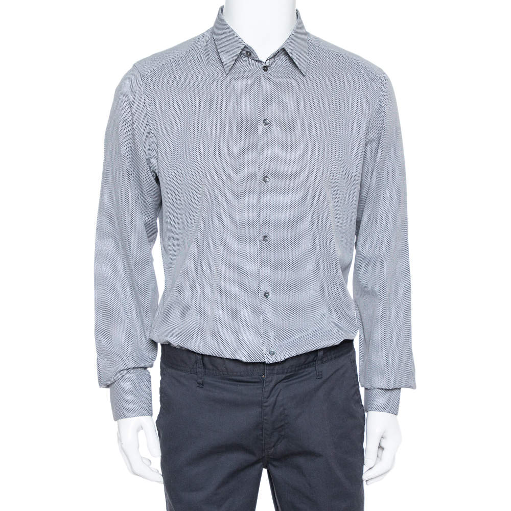 مملوكة مسبقًا قميص دولتشي أند غابانا مكسم ذهبي أزرار أمامية قطن مونوكروم كبير جدا