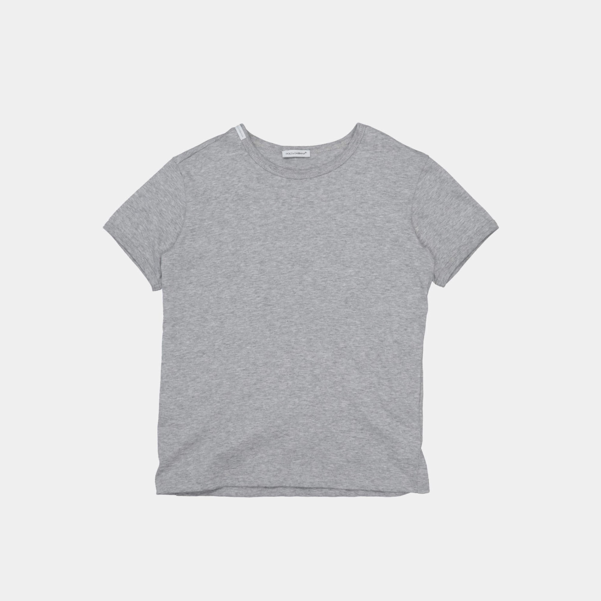 Pre Owned Dolce & Gabbana Grey Cotton T-Shirt Size 7/8Y
