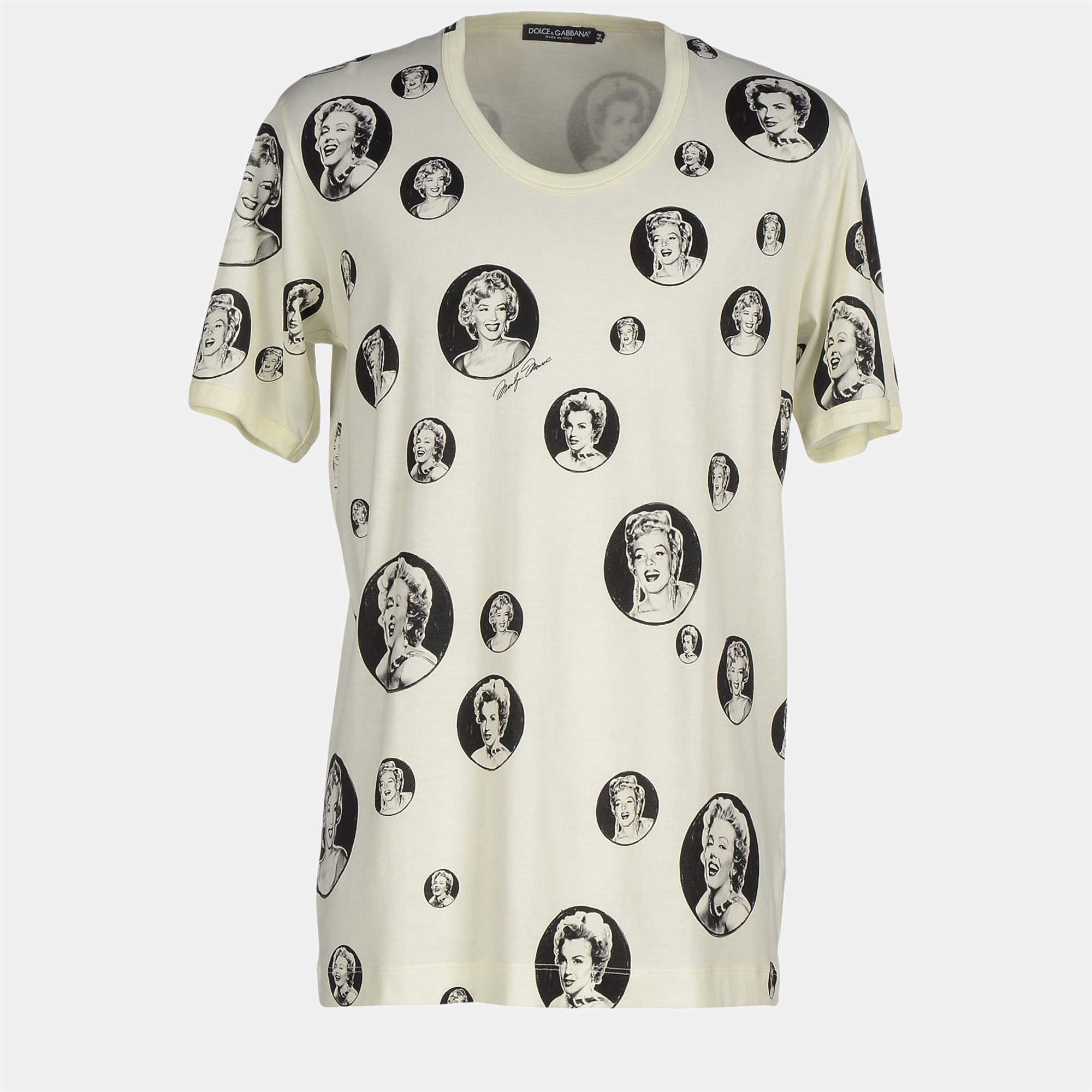 Dolce & Gabbana Ivory Marilyn Monroe Print Cotton T-Shirt M (IT 48)