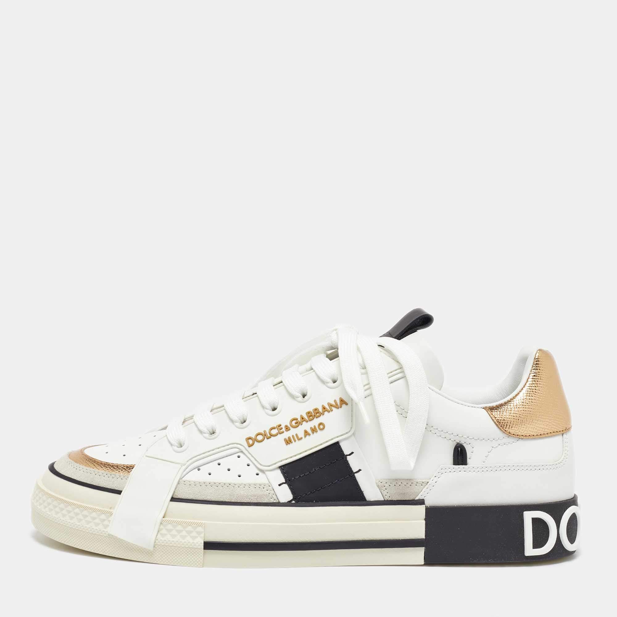 مملوكة مسبقًا Dolce & Gabbana Multicolor Leather Rubber Custom 2.Zero Low Top Sneakers 43