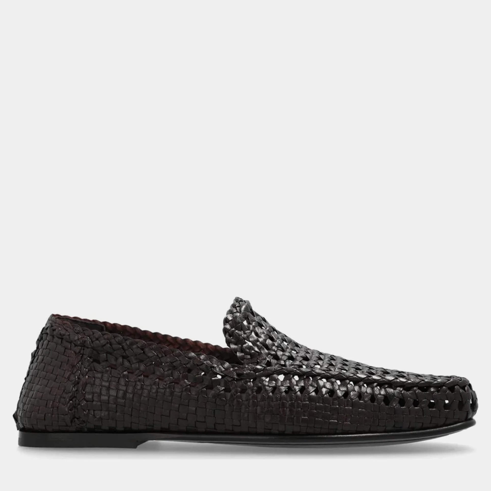 Dolce & Gabbana Brown Hand-woven Driver Loafers IT 42