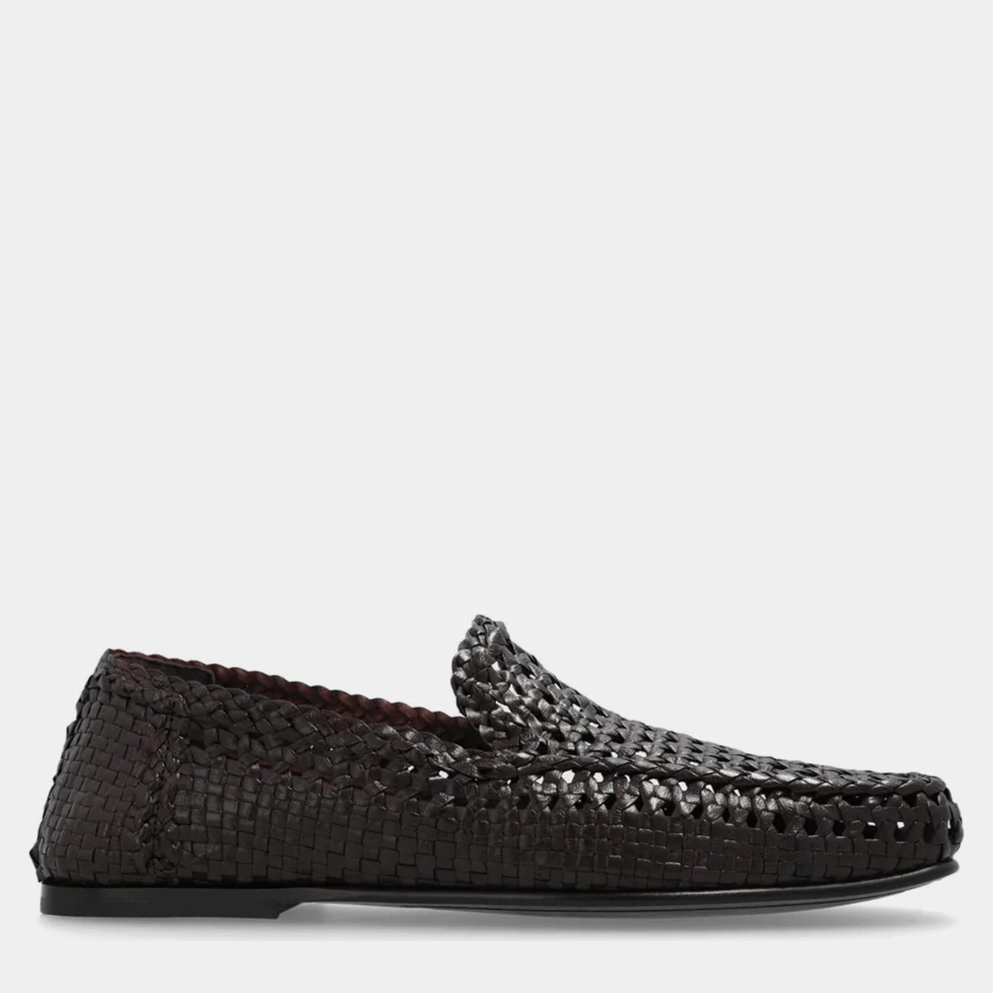 Dolce & Gabbana Brown Hand-woven Driver Loafers IT 43