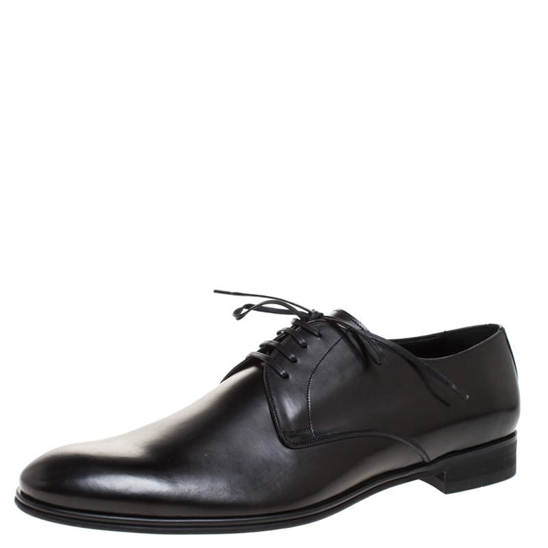 Pre Owned Dolce & Gabbana Black Leather Derby Size 46