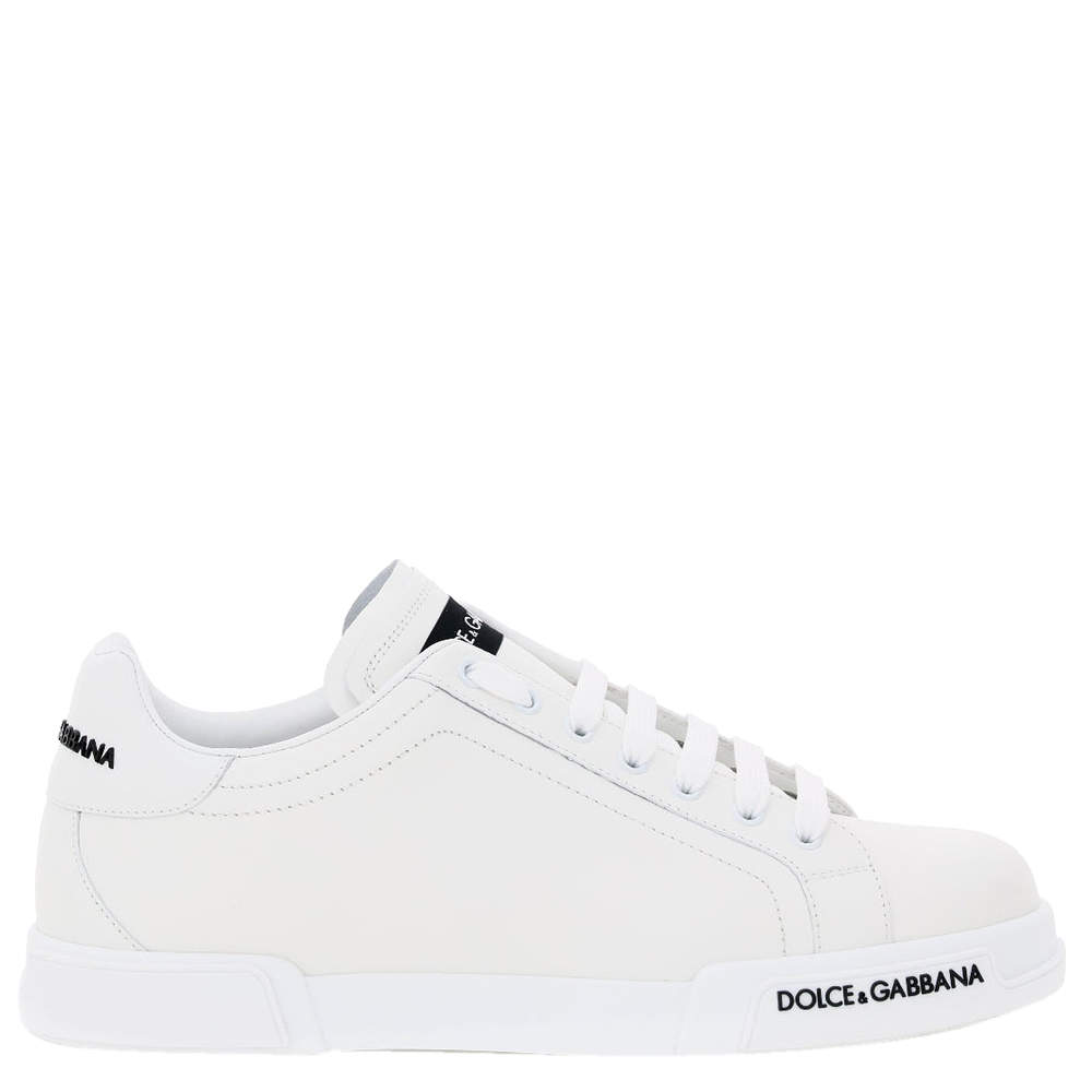 مملوكة مسبقًا Dolce & Gabbana White Portofino Leather Sneakers Size 41