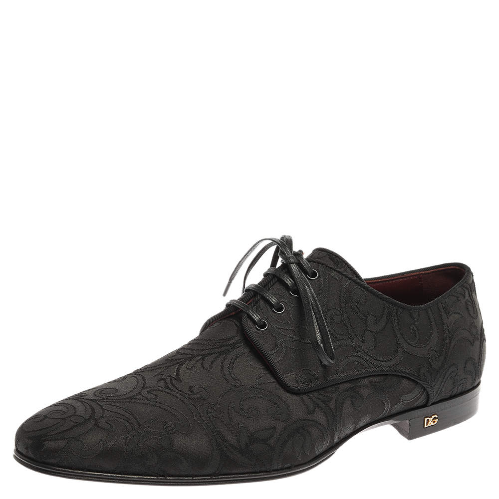 Dolce & Gabbana Black Lace Fabric Lace Up Oxfords Size 42