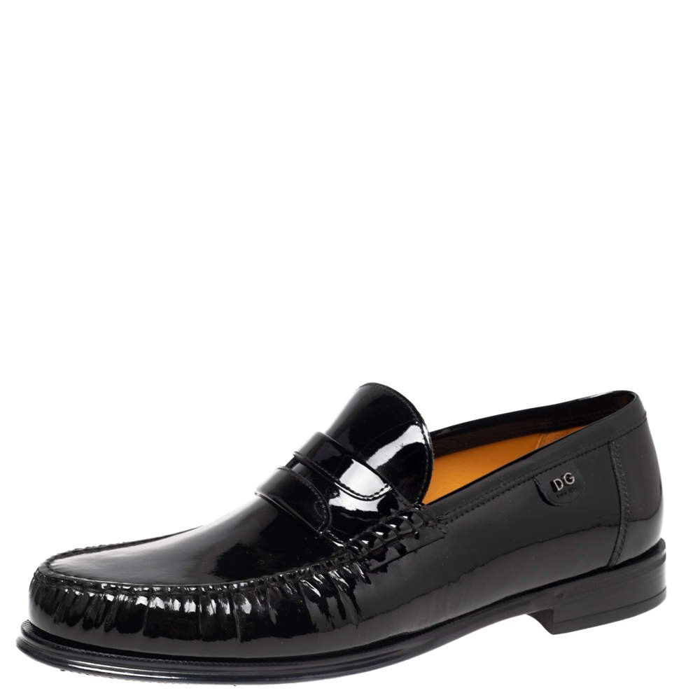 Dolce & Gabbana Black Patent Leather Penny Loafers Size 41 Dolce ...