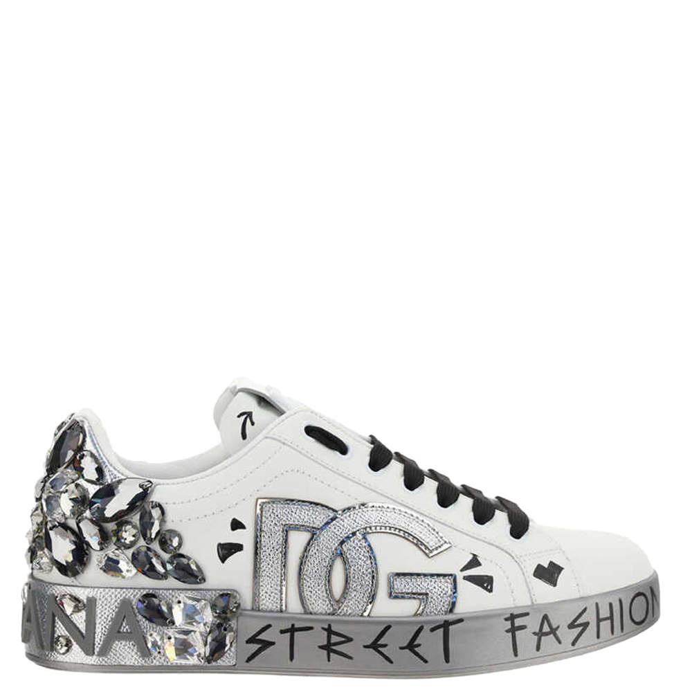 Dolce & Gabbana White/Silver Bassa Crystal Sneakers Size IT 44 Dolce &  Gabbana | TLC