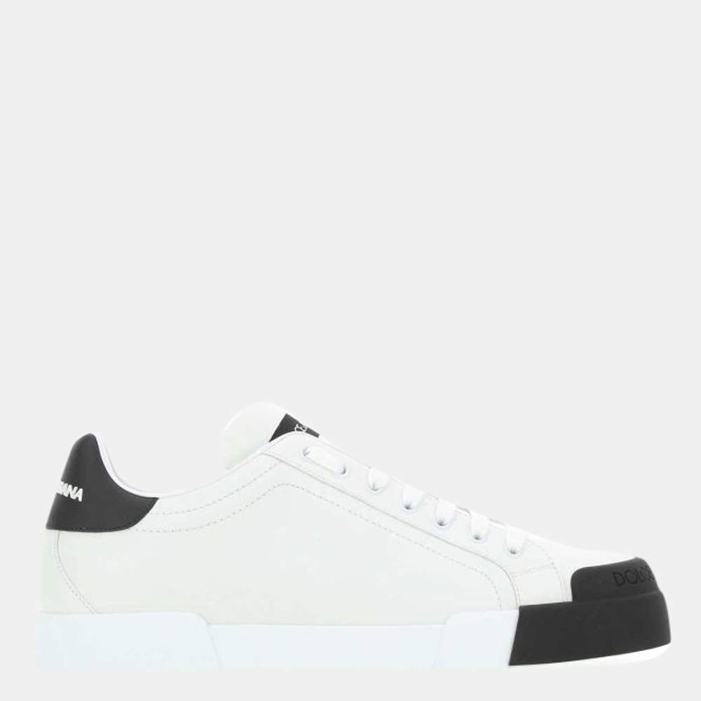 Dolce & Gabbana White/Black Leather Portofino Sneakers Size EU 44 Dolce &  Gabbana | TLC