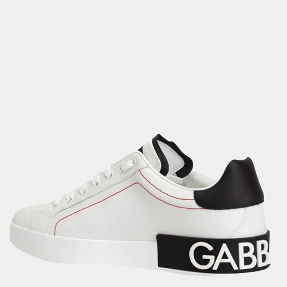 مملوكة مسبقًا Dolce & gabbana White/Black Portofino Sneaker Size EU 45