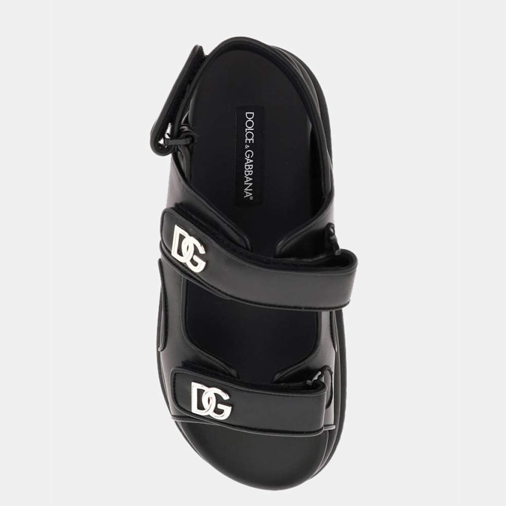 Dolce & Gabbana Black leather logo sandals Size EU 44 Dolce 