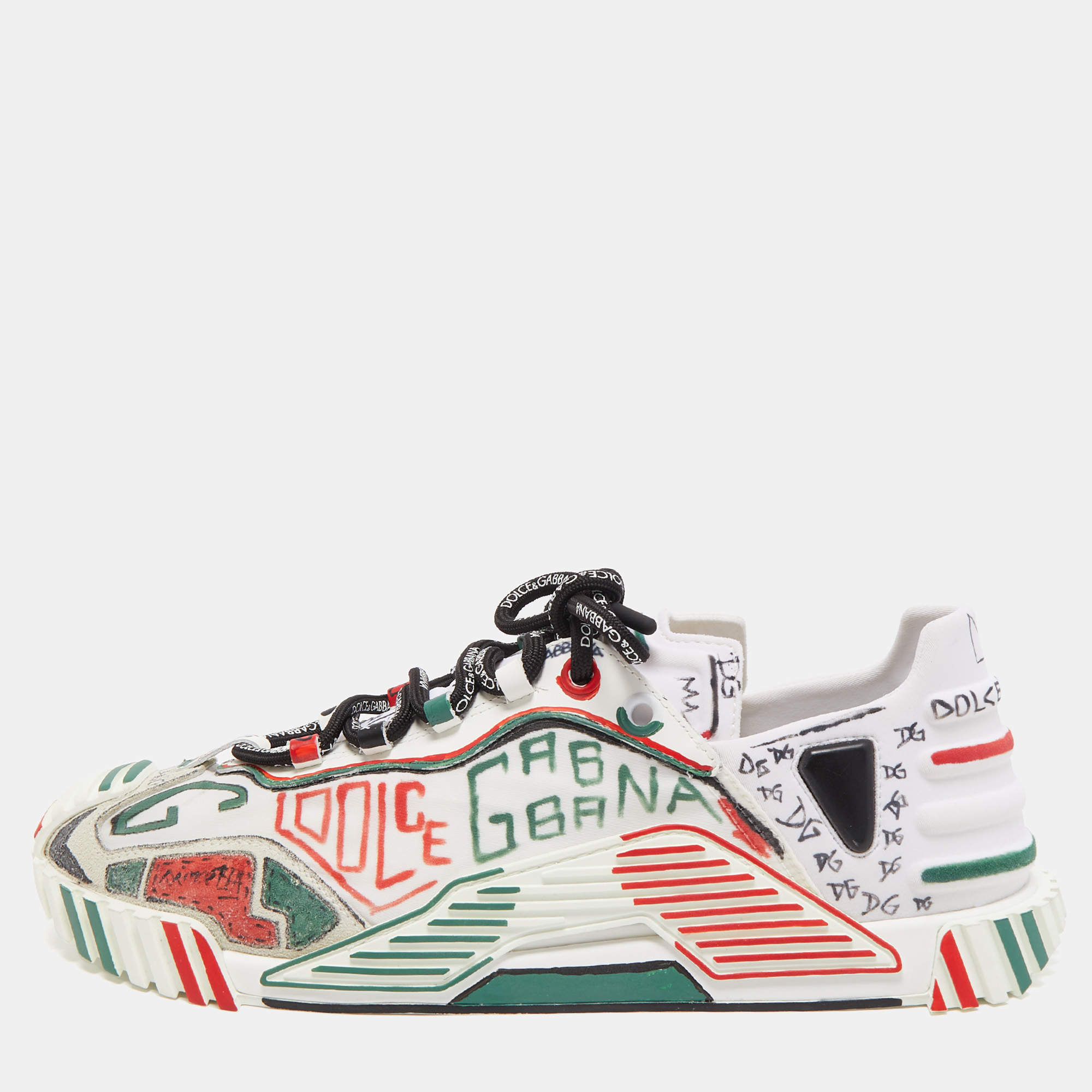 مملوكة مسبقًا Dolce & Gabbana Multicolor Canvas and Fabric Graffti Print NS1 Low Top Sneakers Size 44