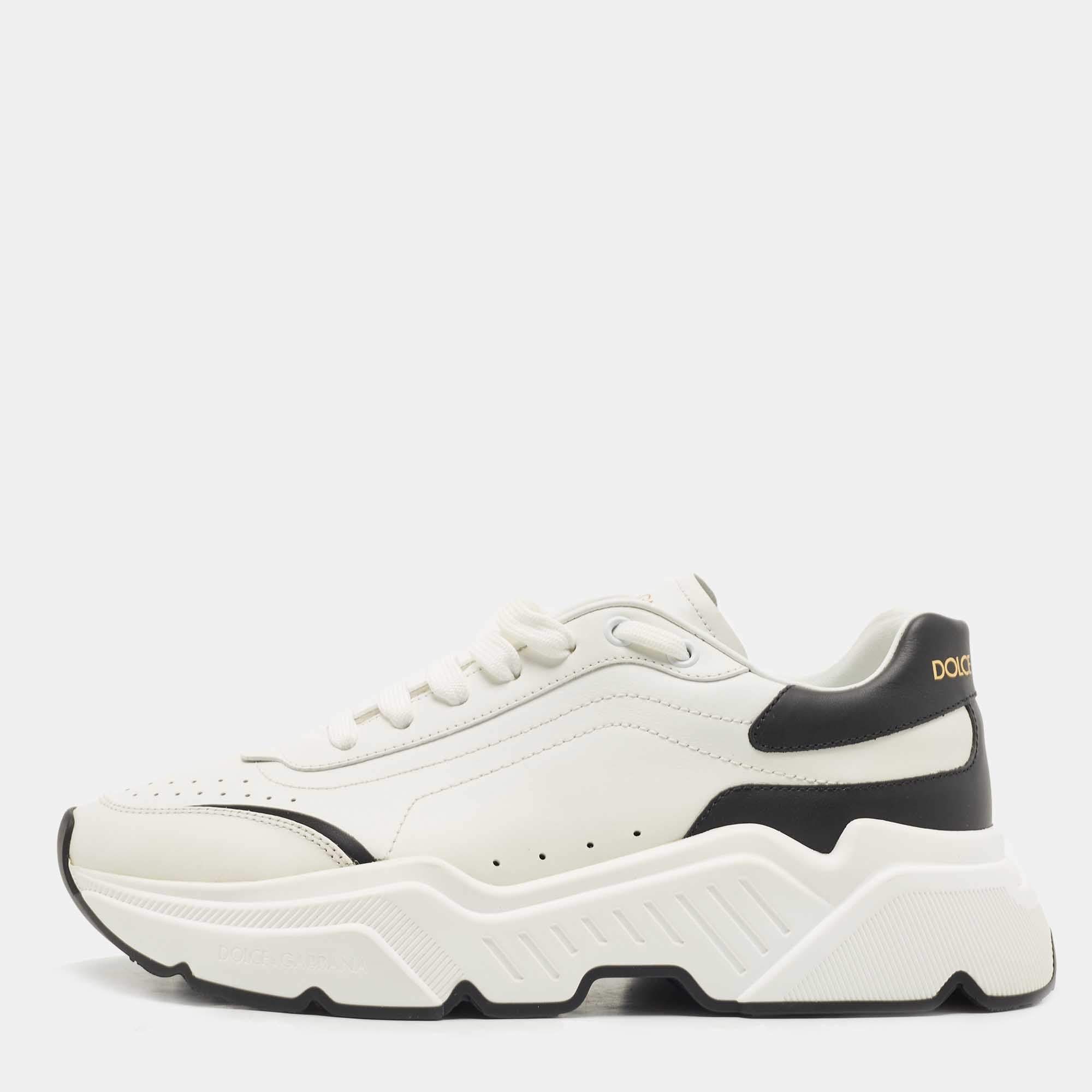 مملوكة مسبقًا Dolce & Gabbana White Leather Miami Logo Low Top Sneakers Size 41