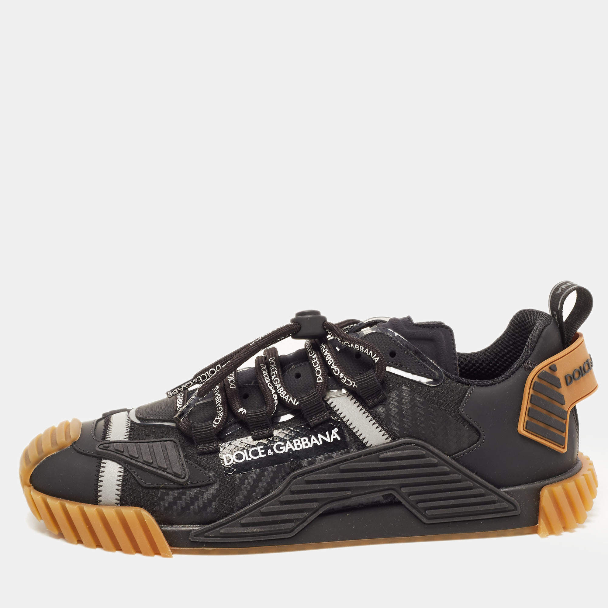 Dolce & Gabbana Black Leather And Nylon Ns1 Low Top Sneakers