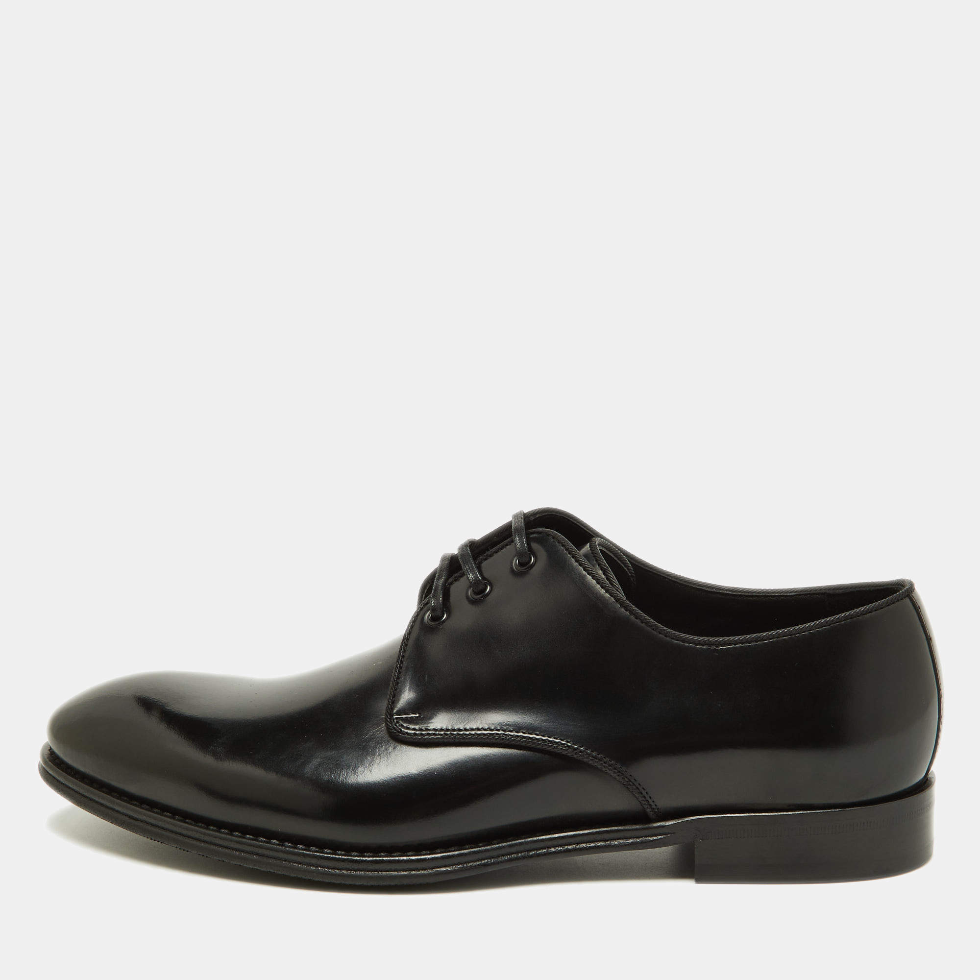 Pre Owned Dolce & Gabbana Black Leather Lace Up Derby Size 42