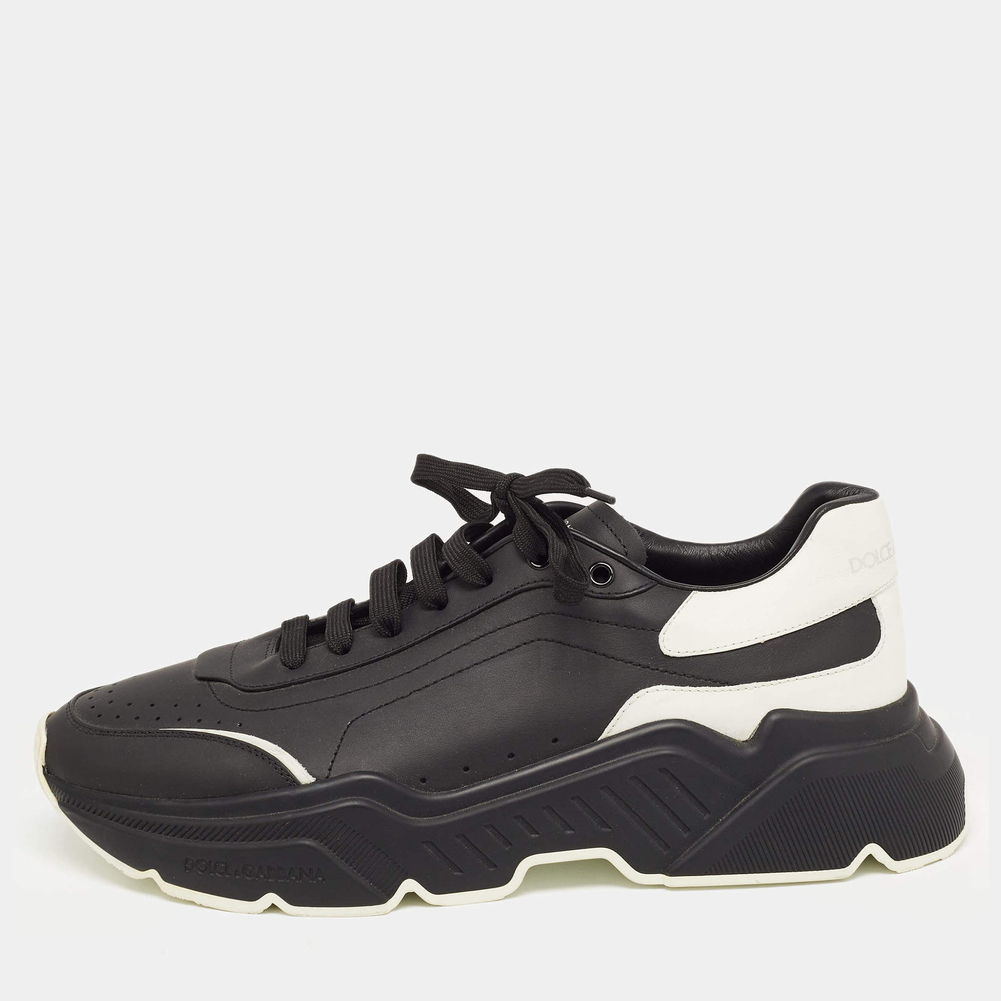 Dolce & Gabbana Black/White Leather Daymaster Sneakers Size 46